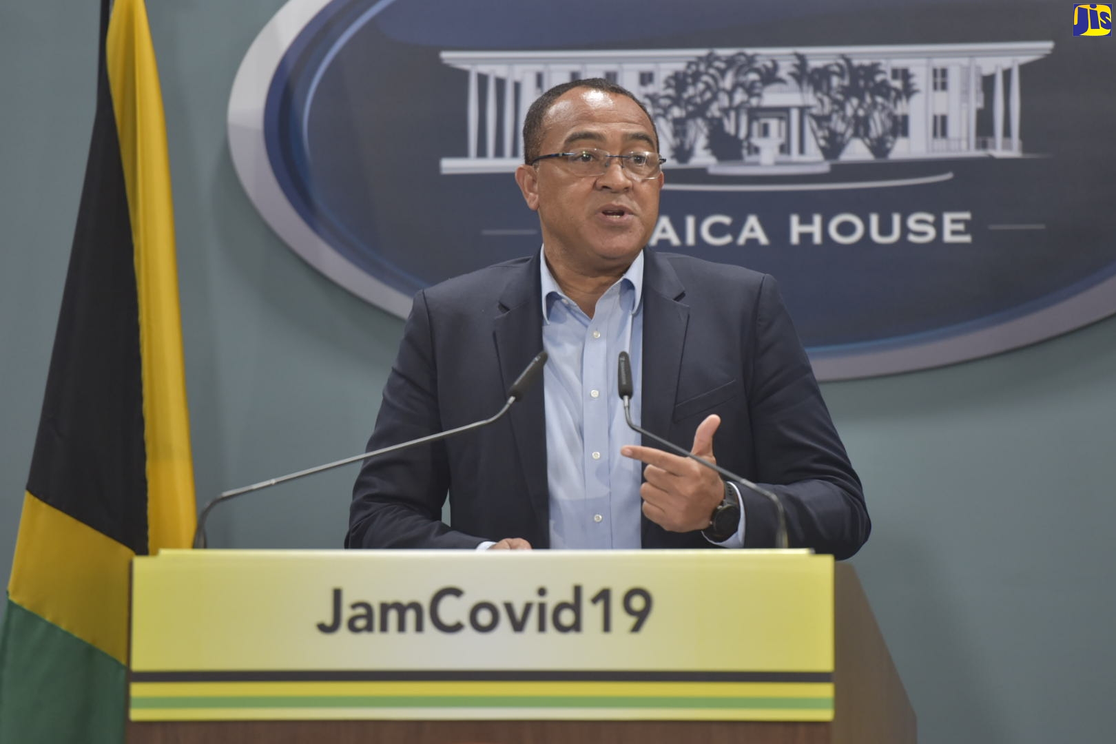 Minister of Health and Wellness, Dr. the Hon. Christopher Tufton, speaks at a digital press conference at the Office of the Prime Minister, on Monday (May 11).