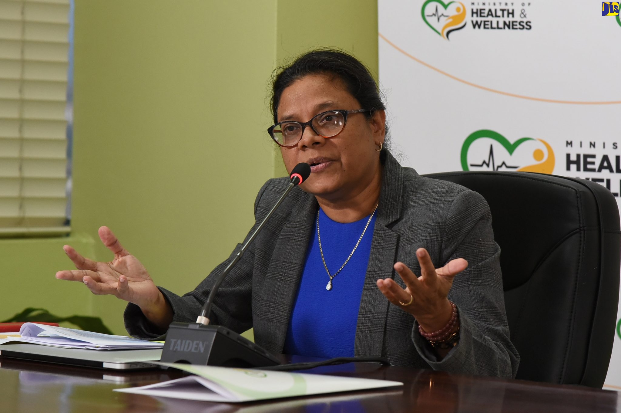 Chief Medical Officer, Dr. Jacquiline Bisasor-McKenzie, addresses a virtual press conference on Wednesday (May 6), at the Ministry of Health and Wellness