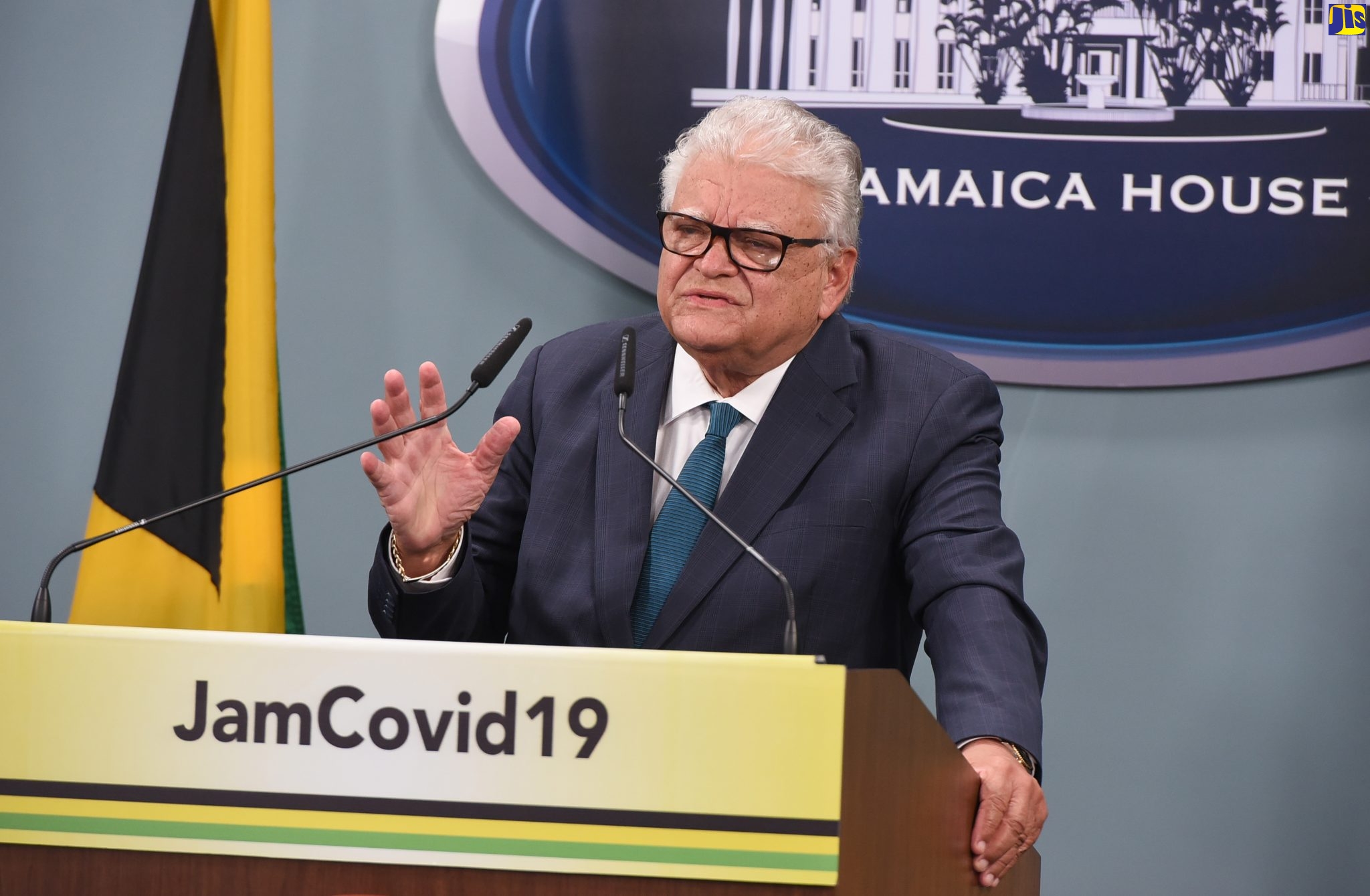 Minister with responsibility for Education, Youth and Information, Hon. Karl Samuda addressing a virtual press conference on Monday (May 18) at the Office of the Prime Minister.