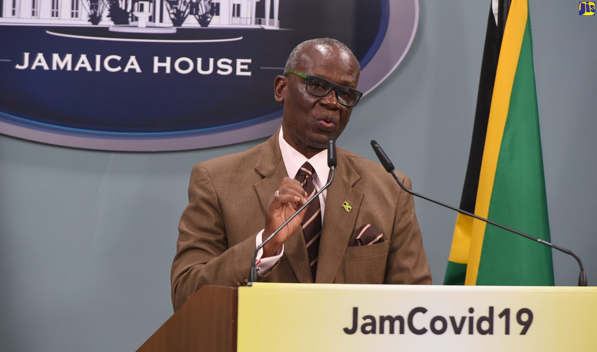Minister of Local Government and Community Development, Hon. Desmond McKenzie, speaking at a virtual press conference on Monday (May 18), at the Office of the Prime Minister.