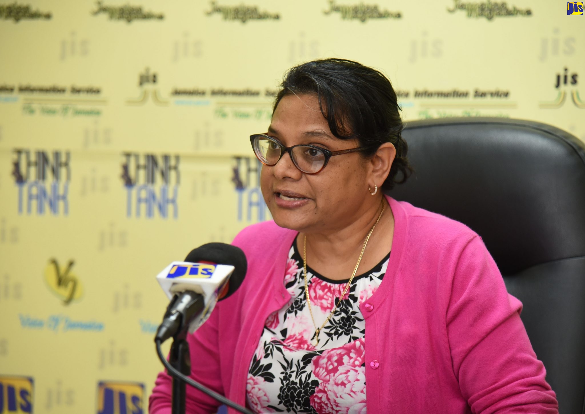 Chief Medical Officer in the Ministry of Health and Wellness, Dr. Jacquiline Bisasor-McKenzie, speaking during a Jamaica Information Service (JIS) Think Tank at the Agency’s head office in Kingston on June 25.