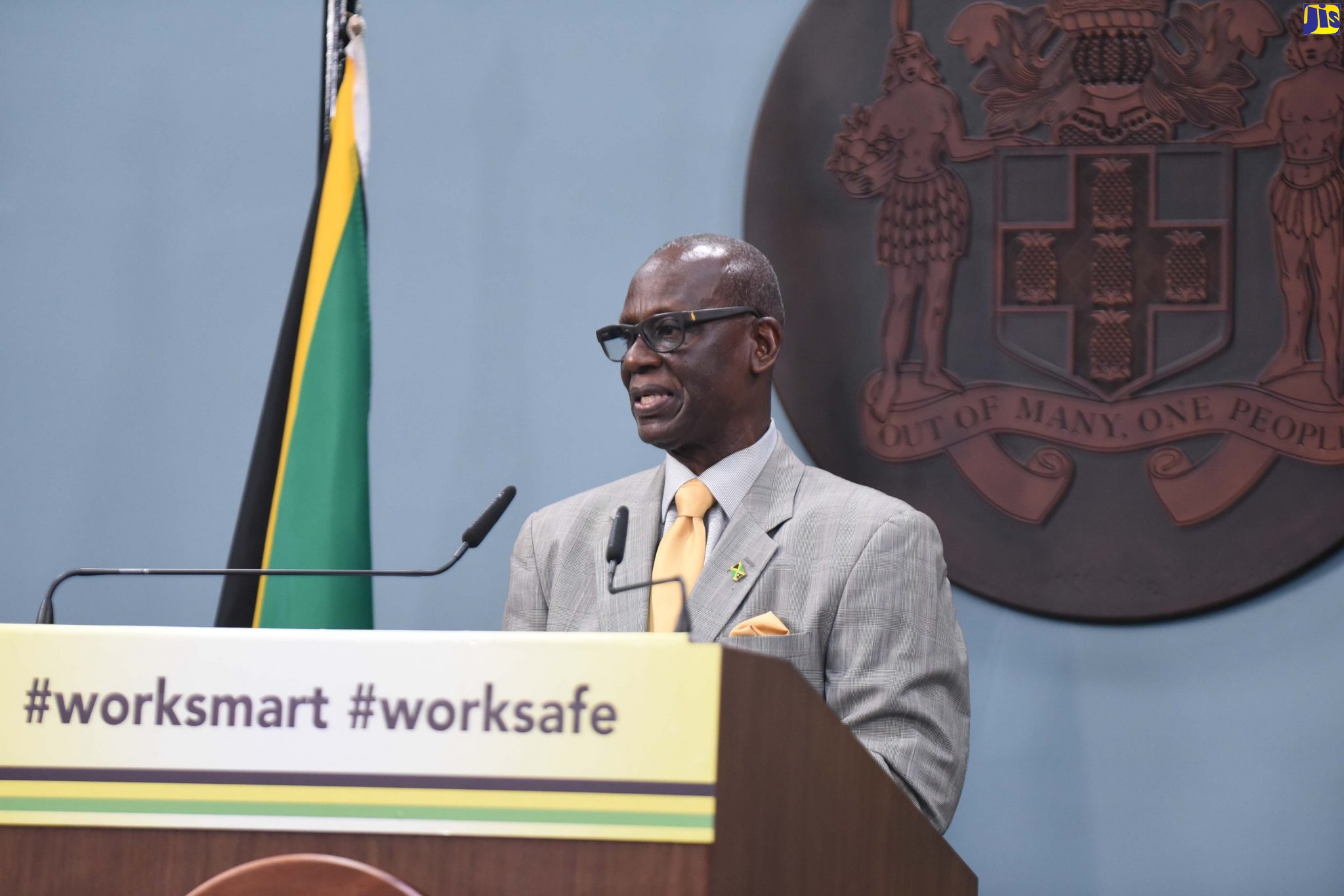 Minister of Local Government and Community Development, Hon. Desmond McKenzie, addressing a digital press conference at the Office of the Prime Minister  in St. Andrew on June 29.