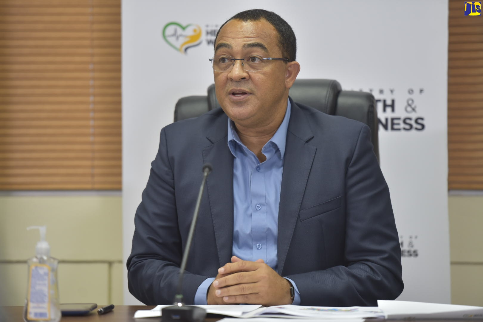 Minister of Health and Wellness, Dr. the Hon. Christopher Tufton, speaking at the regular virtual COVID Conversations press briefing from the Ministry’s head office in New Kingston on Thursday (June 18).