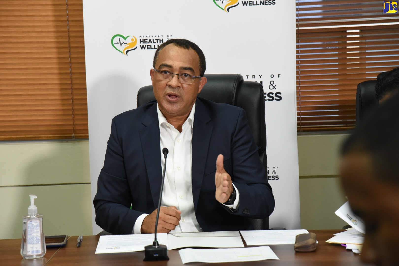 Minister of Health and Wellness, Dr. the Hon. Christopher Tufton, addresses a digital press conference at his New Kingston offices on Thursday (June 11).