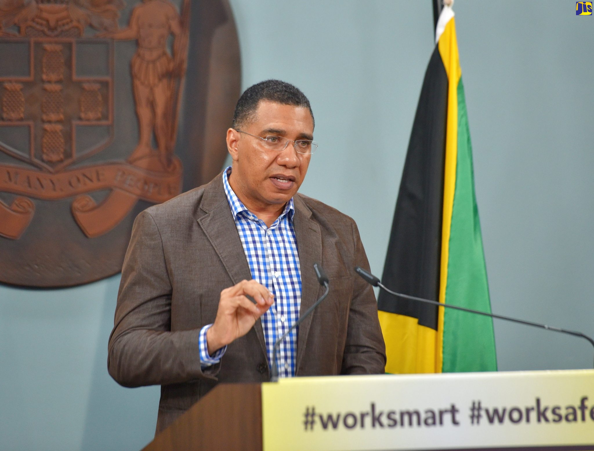 Prime Minister the Most Hon. Andrew Holness addresses a digital press conference held at the Office of the Prime Minister Media Centre on June 12.