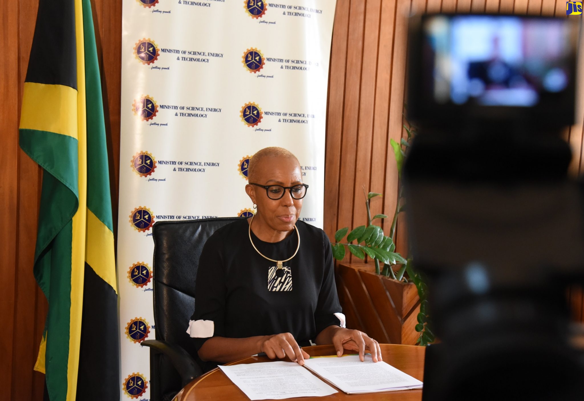 Minister of Science, Energy and Technology, Hon. Fayval Williams, speaks at a recent  JIS virtual ‘Think Tank’.

