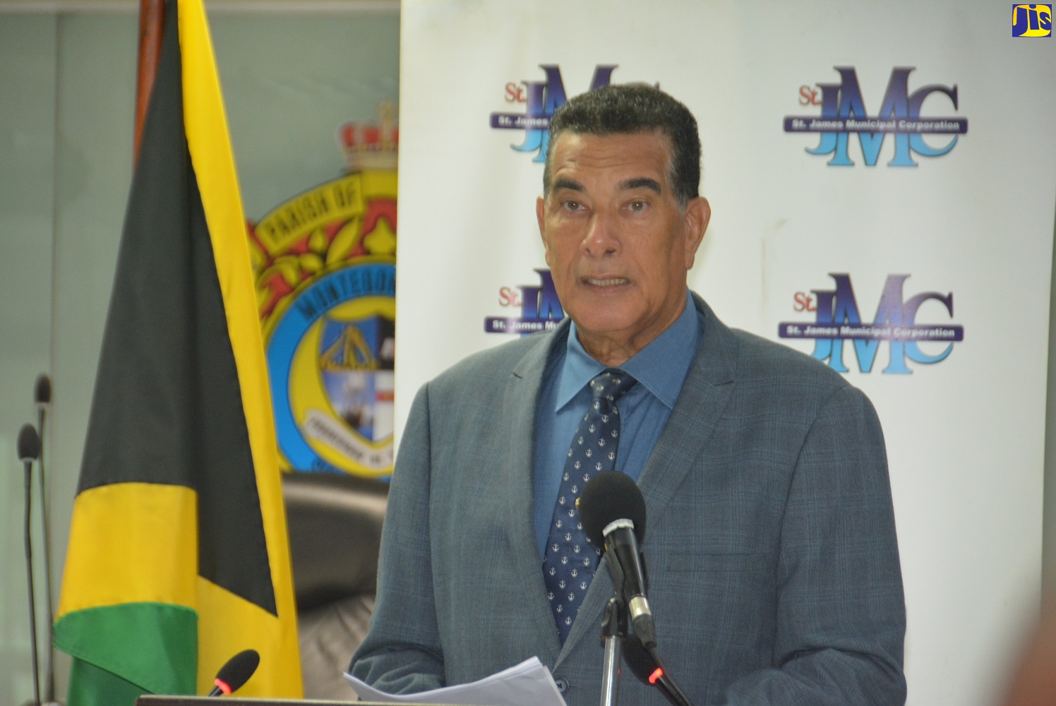 Mayor of Montego Bay, Councillor Homer Davis, speaking at the virtual launch of the US$100,000 coronavirus (COVID-19) response programme on Wednesday (July 8). The project is a partnership between the St. James Municipal Corporation and United Nations (UN)-Habitat.
