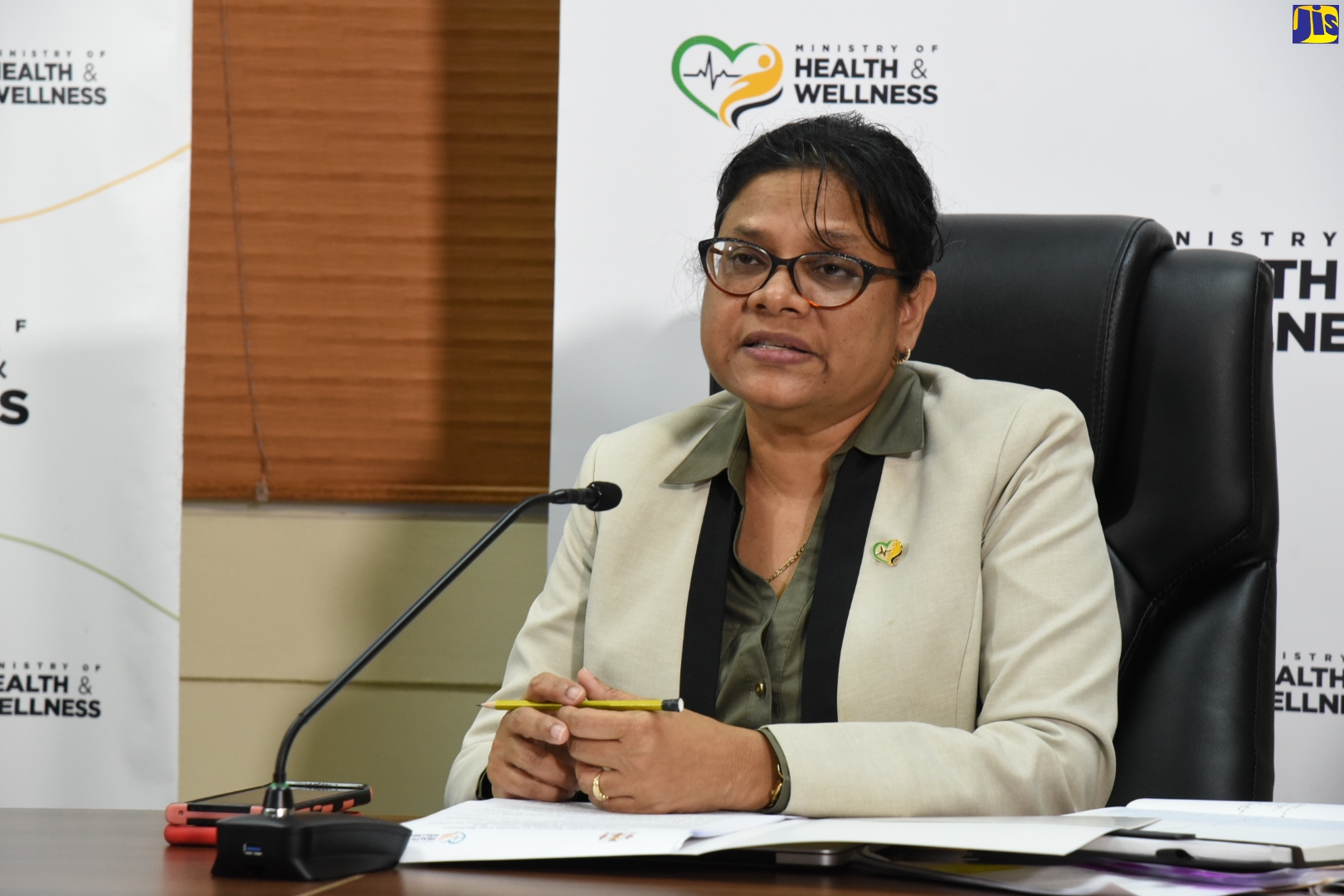 Chief Medical Officer, Jacquiline Bisasor-McKenzie, speaks at the weekly virtual COVID Conversations press briefing at the Ministry of Health and Wellness in Kingston, on July 9.