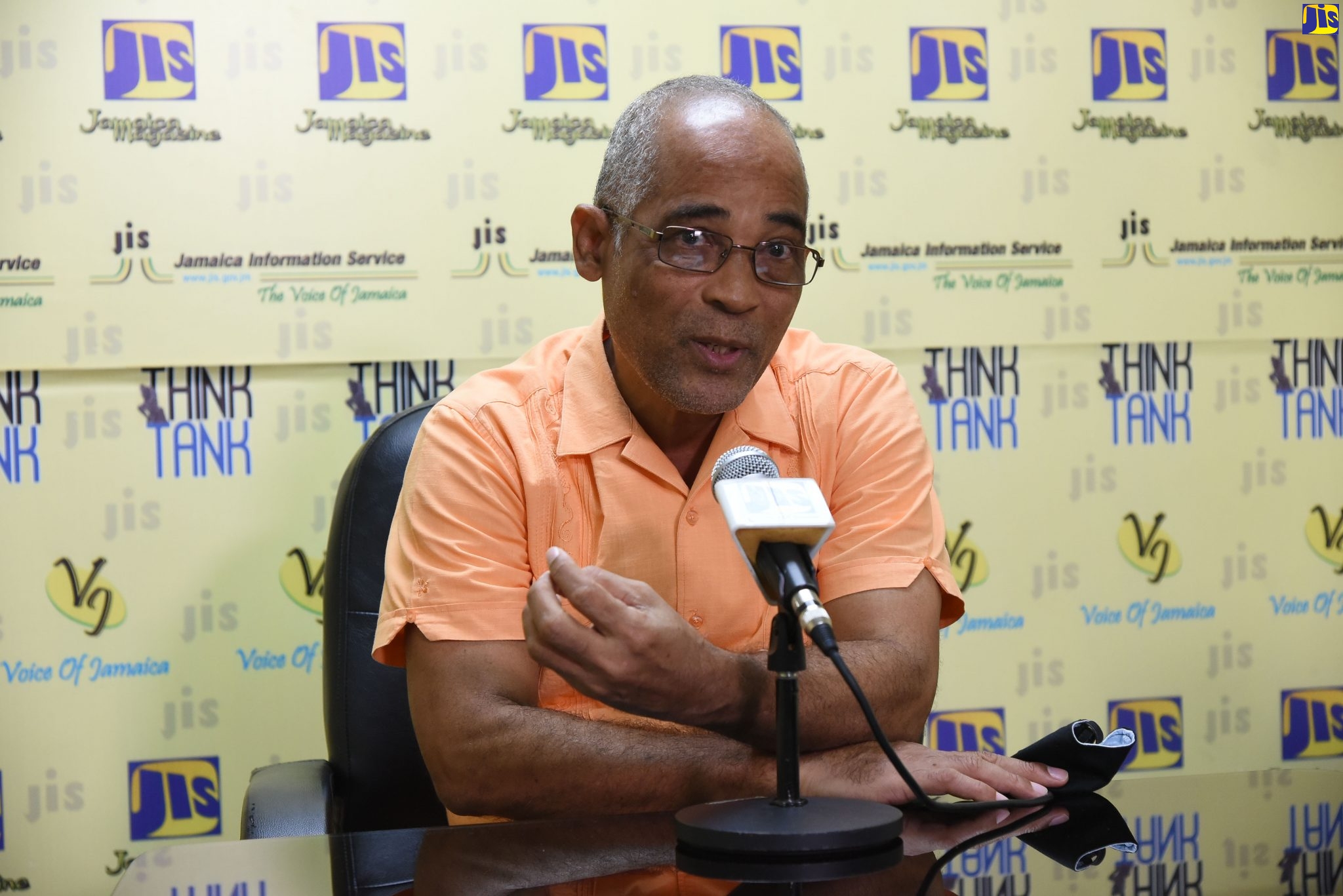 Programme Manager of the Citizen Security and Justice Programme (CSJP) III, Orville Simmonds, addresses recent JIS  ‘Think Tank’.