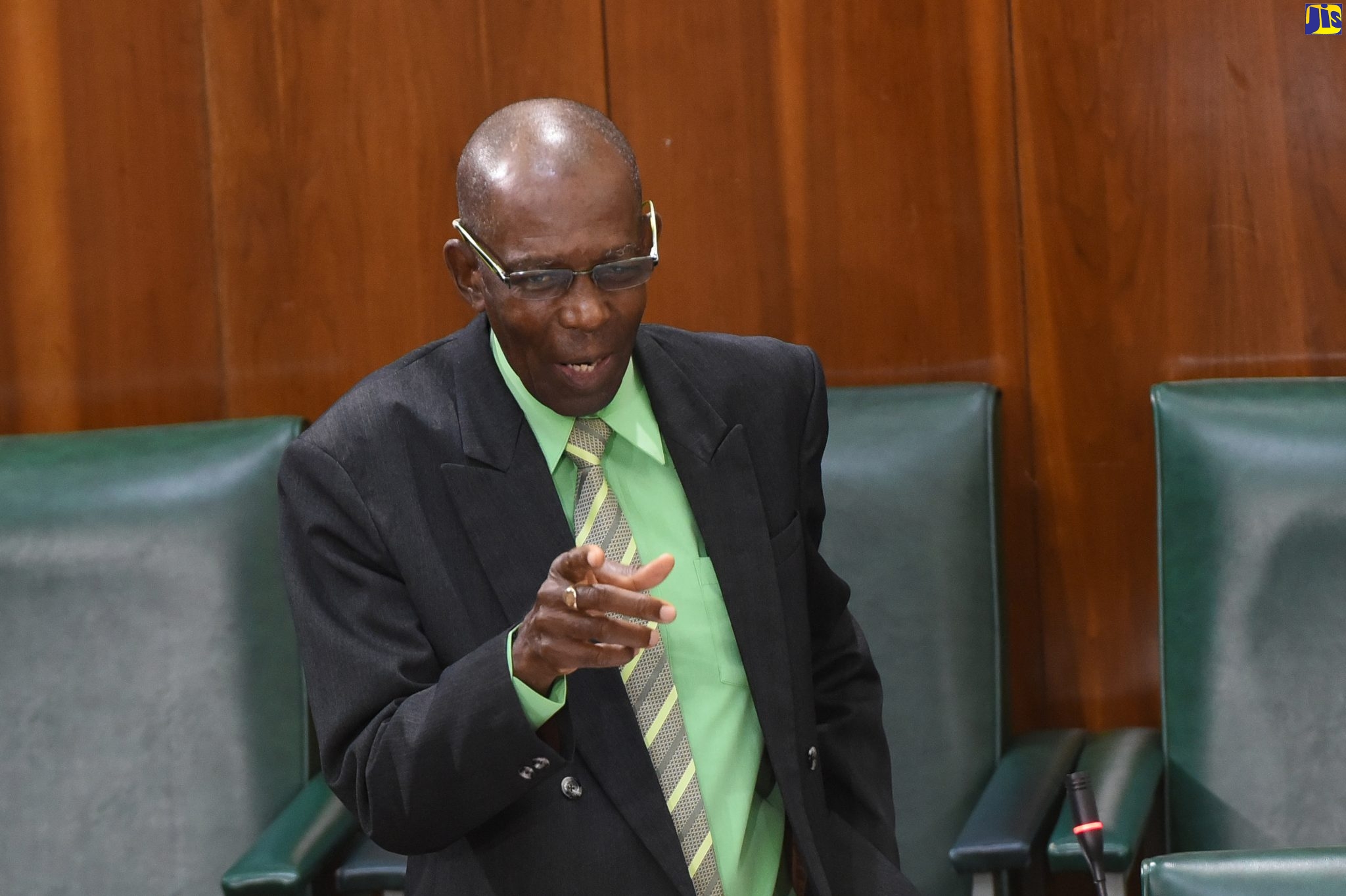Minister without Portfolio in the Ministry of Industry, Commerce, Agriculture and Fisheries, Hon. J.C. Hutchinson, emphasises a point while making his contribution to the 2020/21 Sectoral Debate in the House of Representatives on Wednesday (July 1).