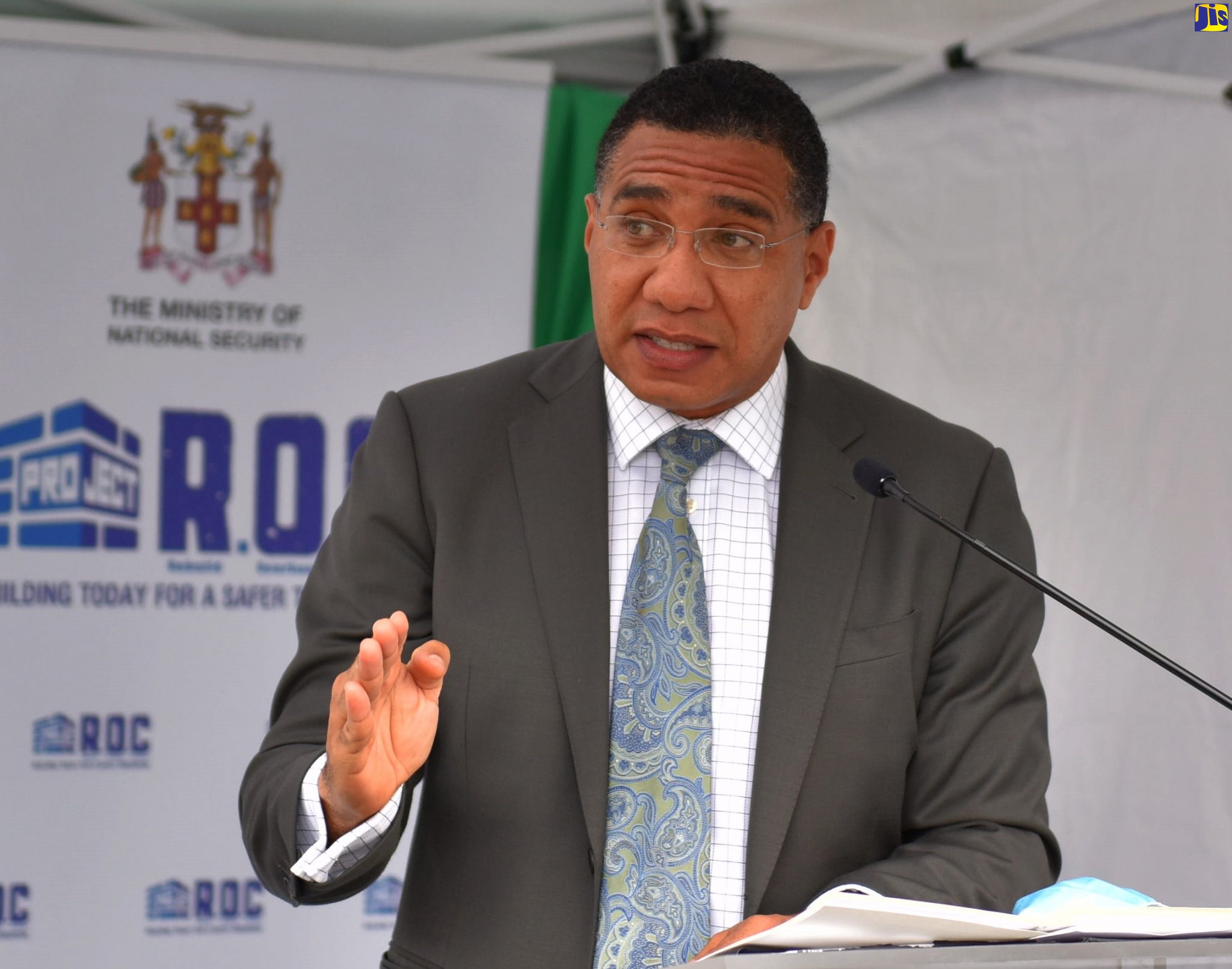 Prime Minister, the Most Hon. Andrew Holness, addresses the opening of the Port Antonio Police Station and Portland Divisional Headquarters on Friday (July 24).