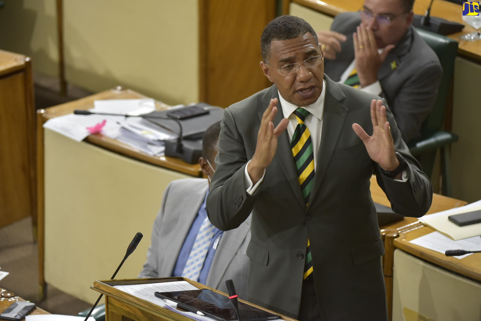 Prime Minister, the Most Hon. Andrew Holness, clarifies an issue while making a statement in the House of Representatives on Tuesday (August 11). In that statement, Mr. Holness announced that the General Election will be held on Thursday, September 3, and that Nomination Day is set for Tuesday, August 18.