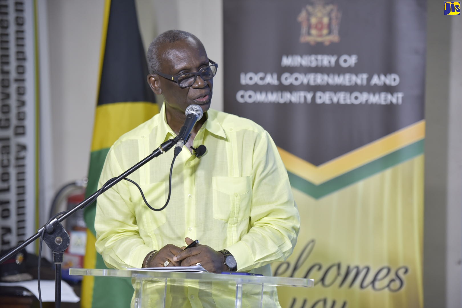 Minister of Local Government and Community Development, Hon. Desmond McKenzie, addresses a recent digital town hall, where he commended the work of agencies under the Ministry.