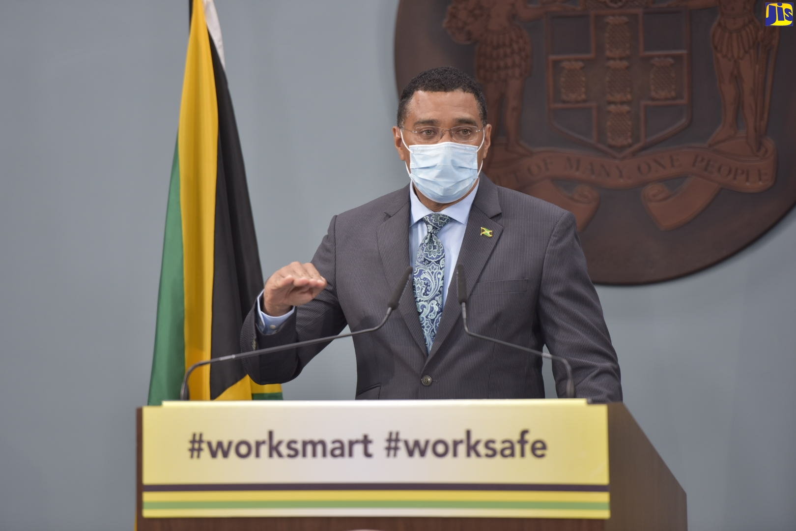 Prime Minister, the Most Hon. Andrew Holness, speaks at a virtual press conference on Monday (August 24), where he gave an update on the coronavirus (COVID-19).