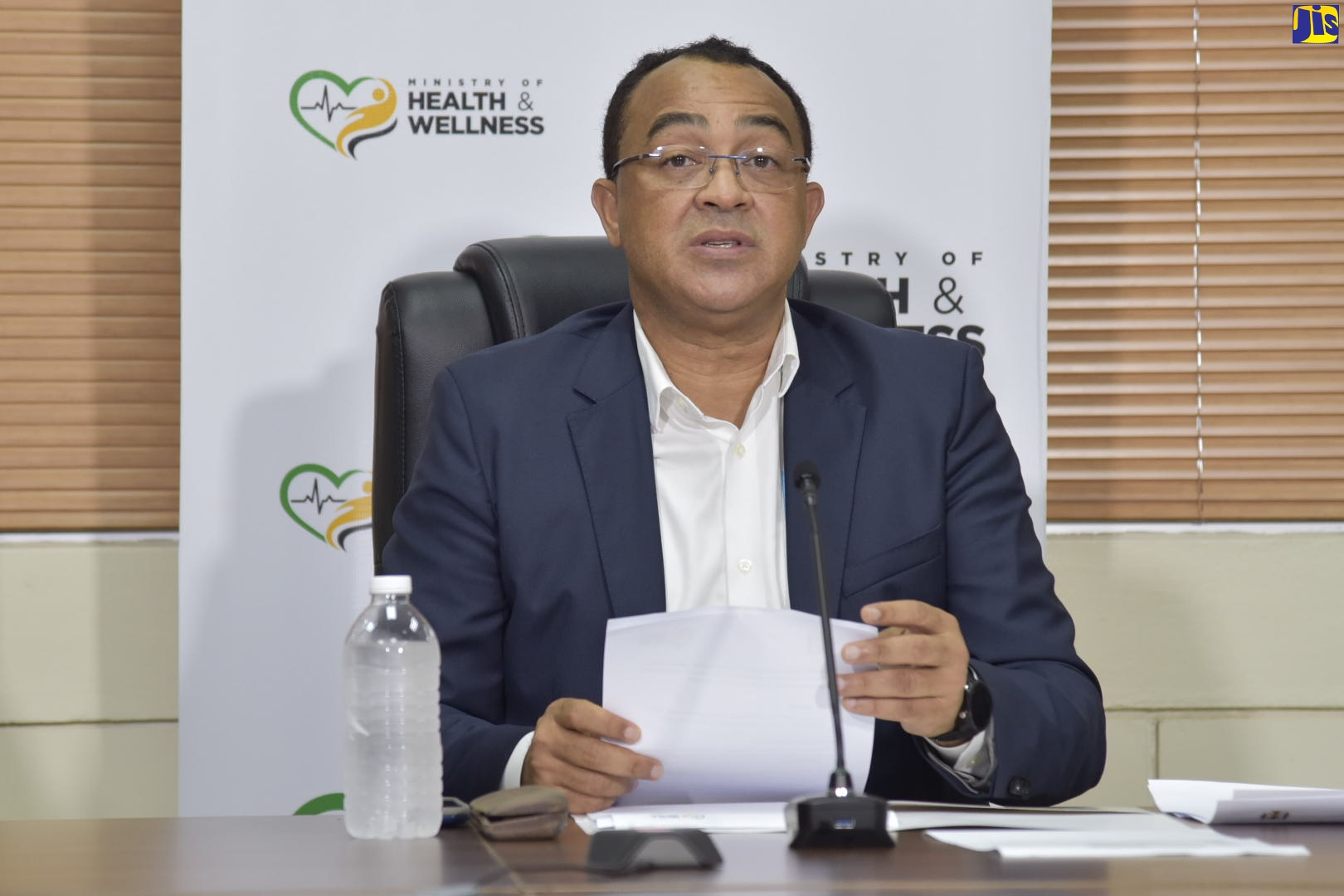 Minister of Health and Welness, Dr. the Hon. Christopher Tufton, speaks at the COVID-19 Media Update and Conversations, held on Thursday (July 30), at the Ministry of Health and Wellness, in New Kingston.