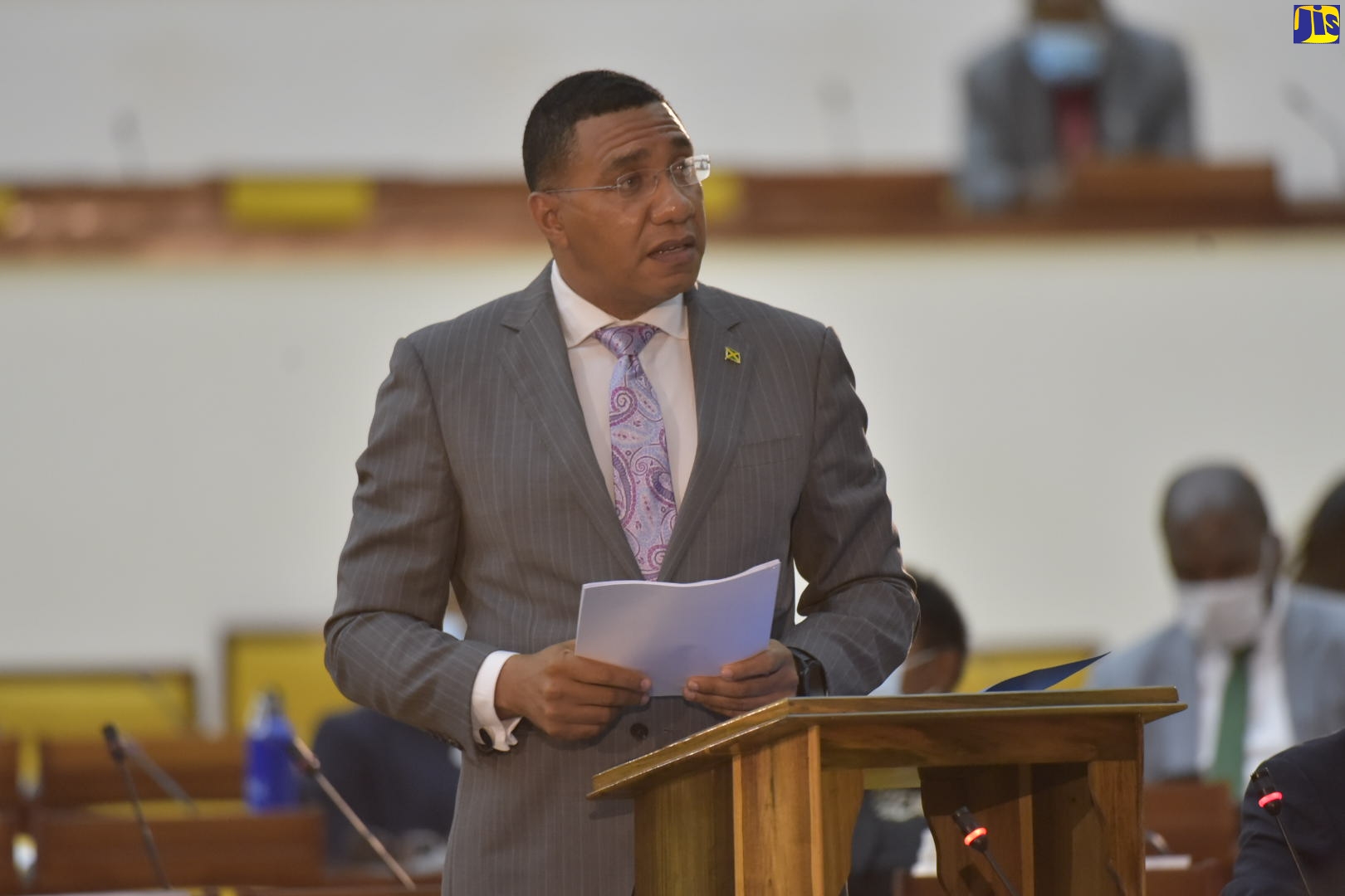 Prime Minister, the Most Hon. Andrew Holness, addresses the House of Representatives at the Jamaica Conference Centre in downtown Kingston, on September 29.