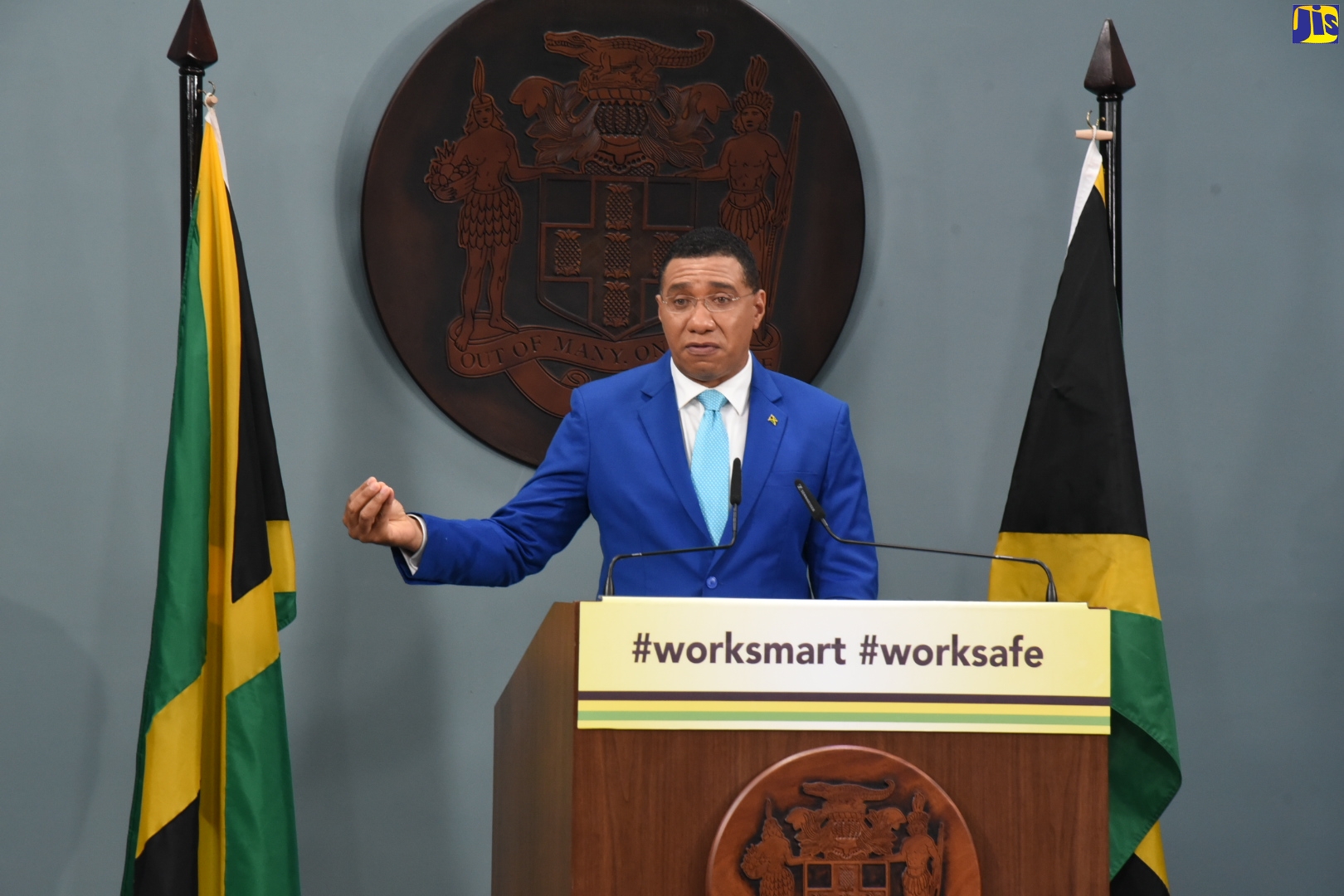 Prime Minister, the Most Hon. Andrew Holness, clarifies a matter while addressing a digital press conference on Monday (Sept. 22).