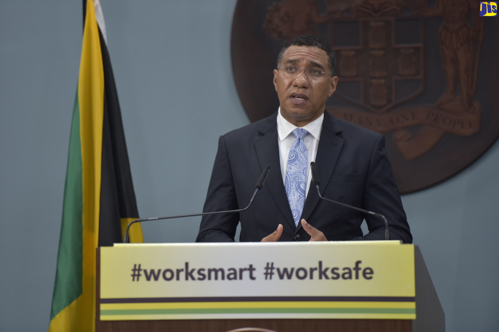 Prime Minister, the Most Hon. Andrew Holness, addresses a virtual press briefing from the Office of the Prime Minister Media Centre on Monday (September 7).