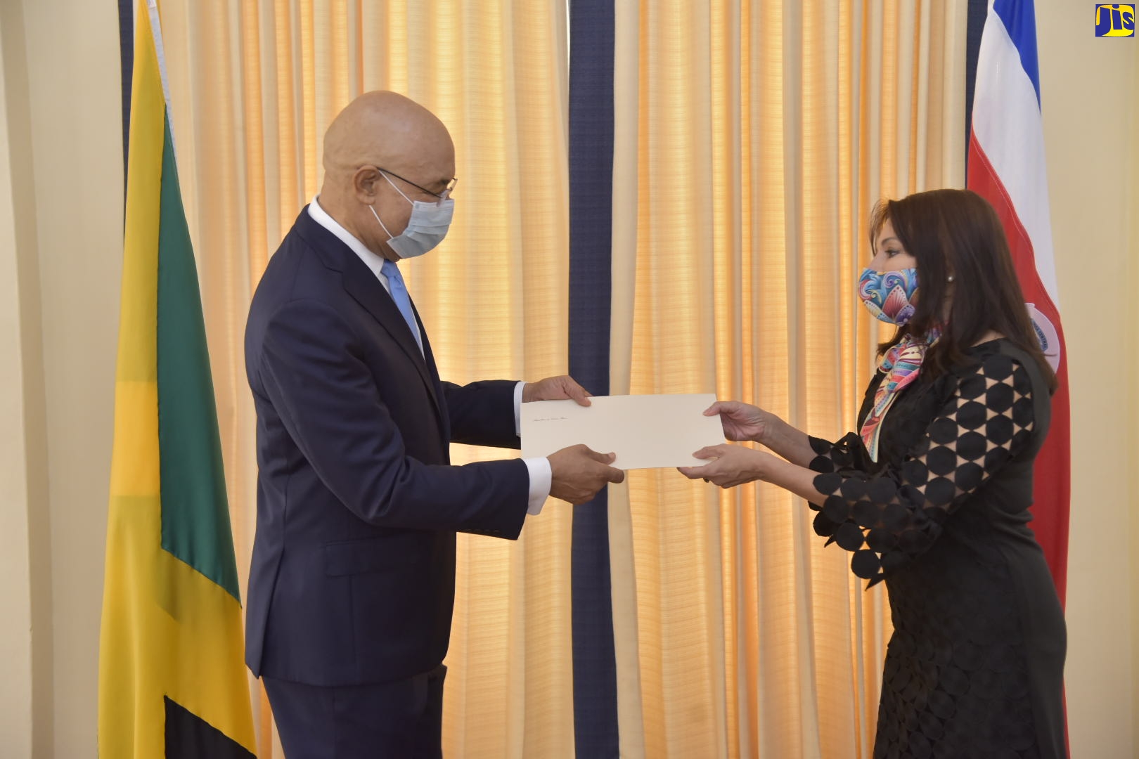 Governor-General, His Excellency the Most Hon. Sir Patrick Allen, receives Letters of Credence from Ambassador-designate of the Republic of Costa Rica, Georgina Maria Guillen Grillo. on Thursday (October 15), at King’s House.