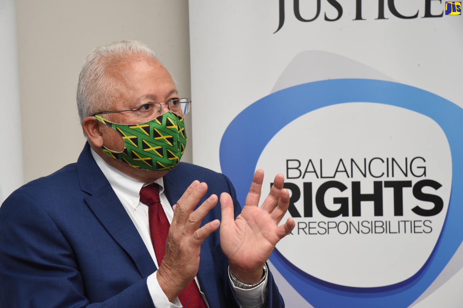 Minister of Justice, Hon. Delroy Chuck, addresses Justices of the Peace (JPs) from Trelawny, St Ann and St Mary, who participated in the Ministry’s first virtual sensitisation session for JPs, on Thursday (October 22)