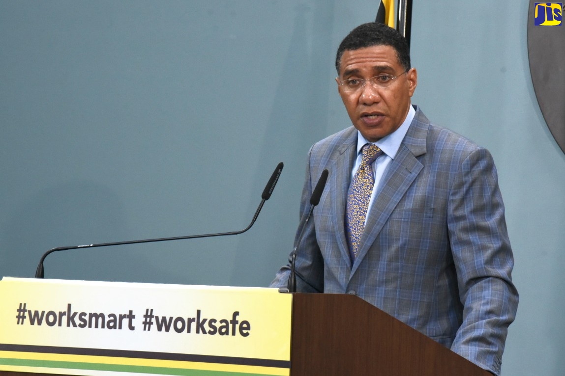Prime Minister, the Most Hon. Andrew Holness, addresses a digital press conference on October 28.
