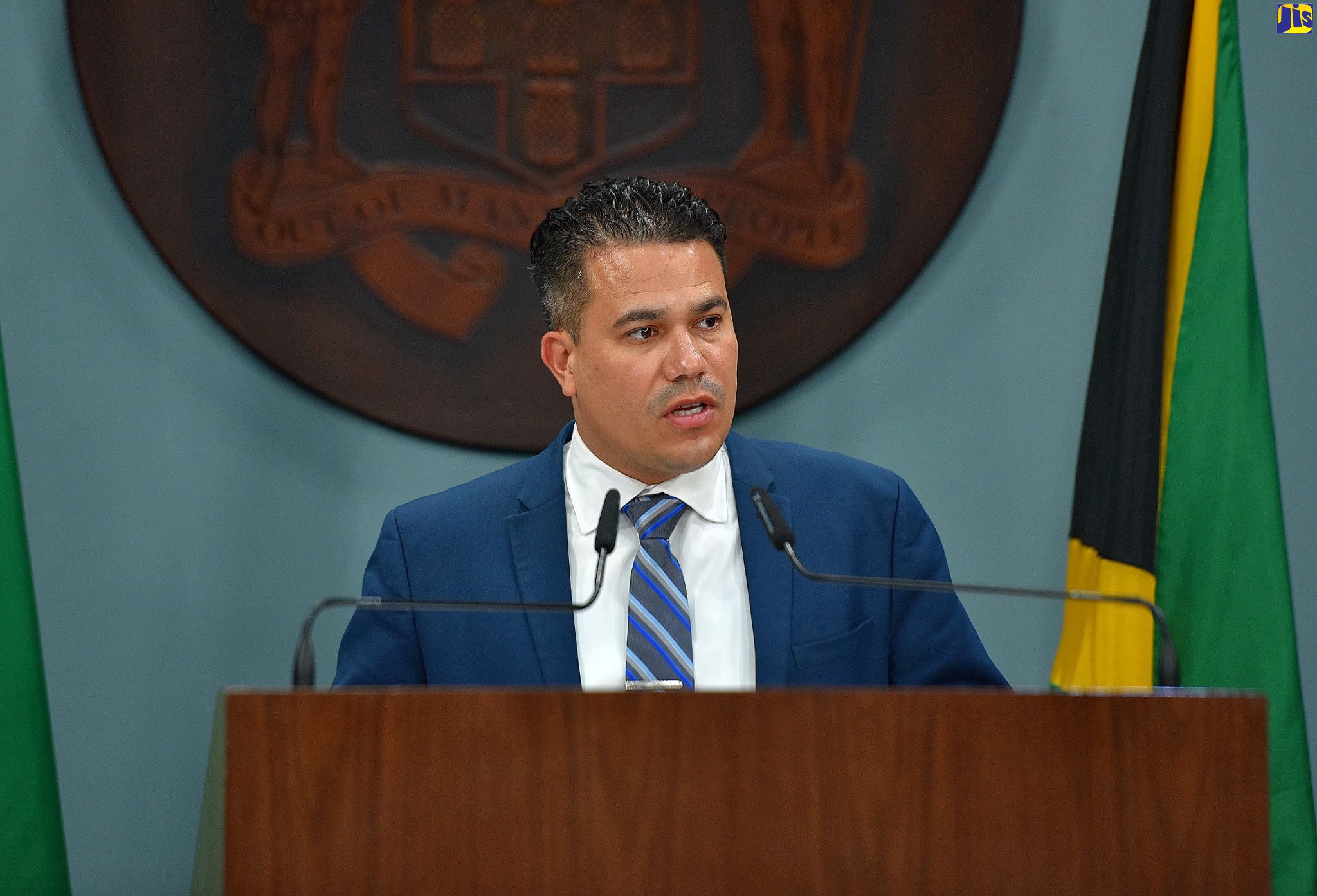 Minister without Portfolio in the Ministry of National Security, Senator the Hon. Matthew Samuda speaking during a virtual press conference  on Thursday (October 15).