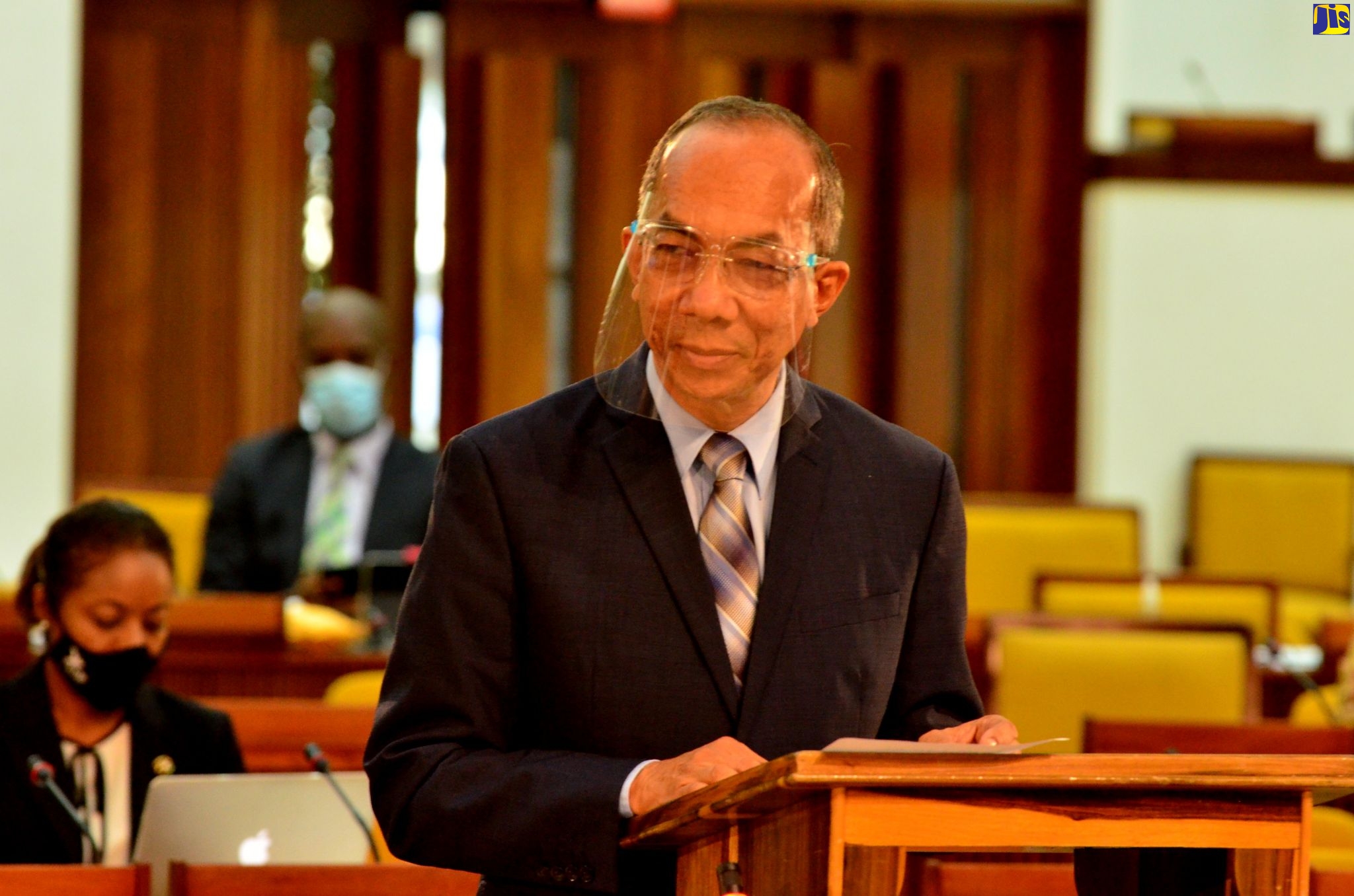 National Security Minister, Hon. Dr. Horace Chang, addresses the House of Representatives at the Jamaica Conference Centre in downtown Kingston on October 13.