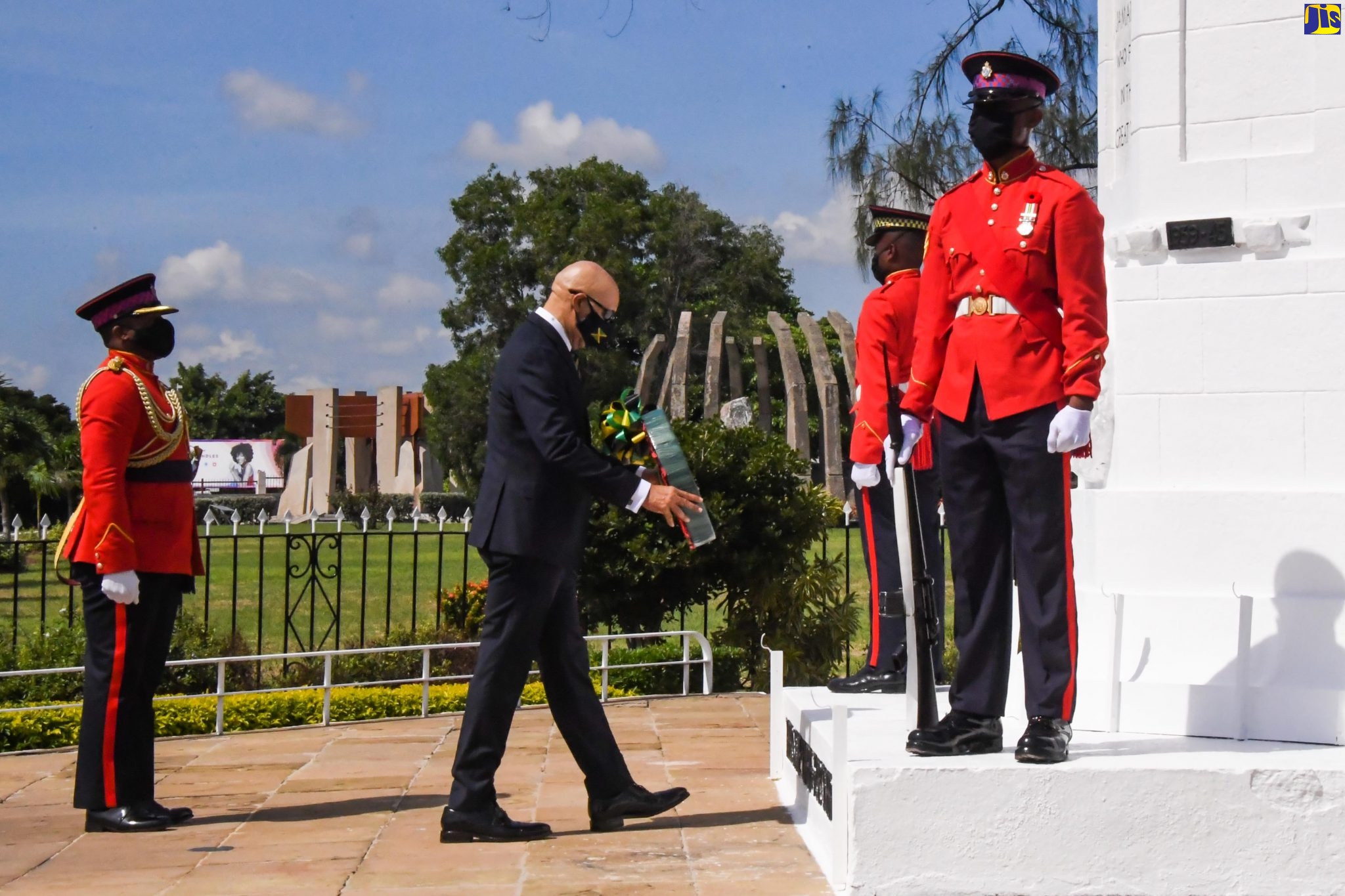 Governor-General, His Excellency, the Most Hon. Sir Patrick Allen, prepares to lay a wreath at the Cenotaph at National Heroes Park, honouring Jamaicans killed in World Wars I and II, during the Remembrance Day ceremony on Wednesday (November 11). Remembrance Day, also known as Armistice Day or Poppy Day, is observed on the second Sunday in November, and the primary purpose is to pay homage to those who gave their service and, ultimately, their lives in the two great wars.