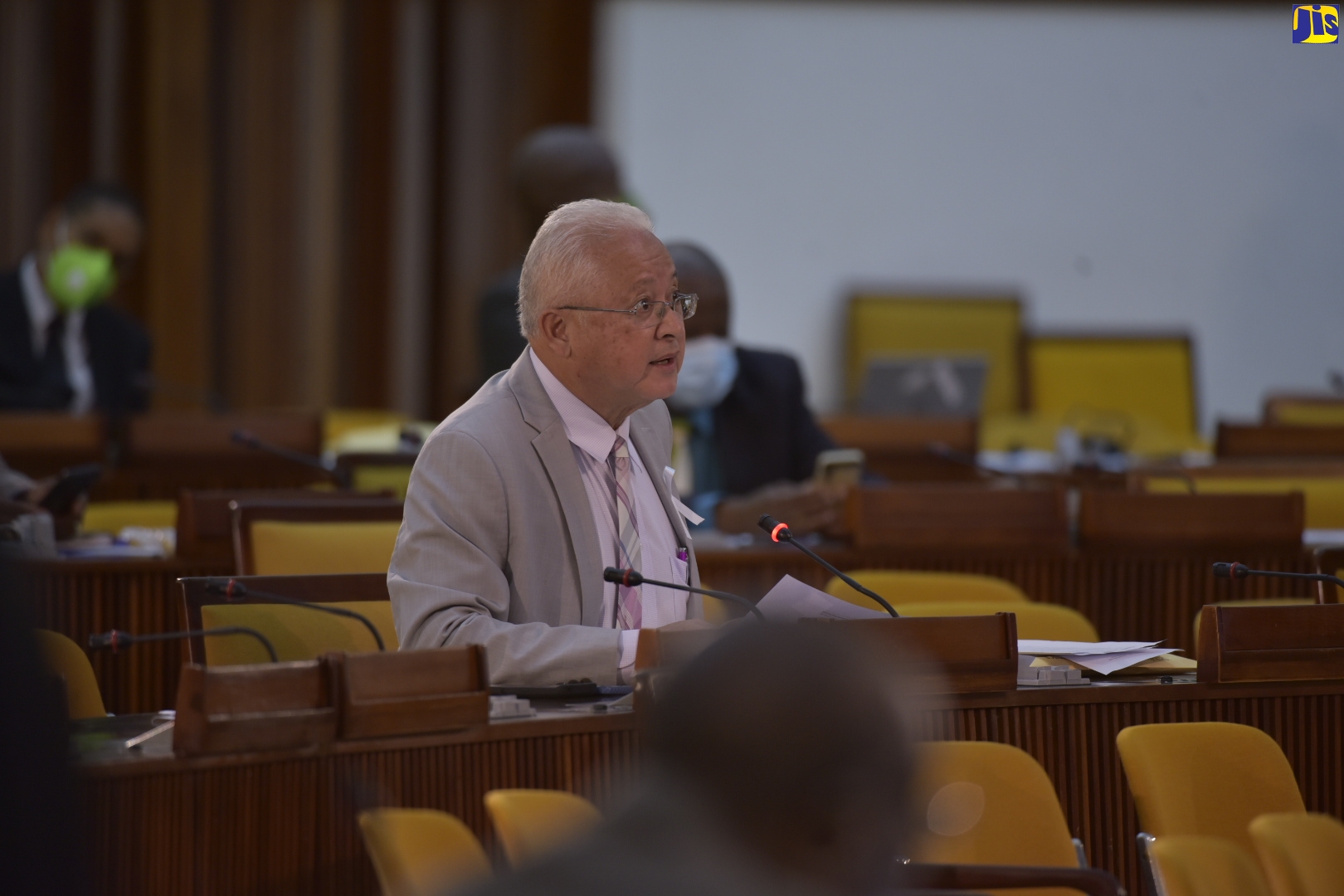 Minister of Justice, Hon. Delroy Chuck, addresses the House of Representatives on Tuesday (November 17) at Jamaica Conference Centre.
