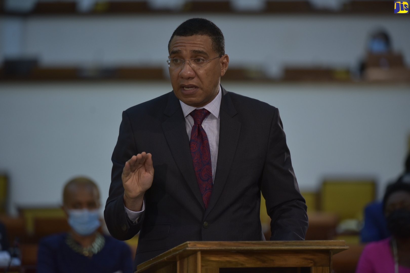 Prime Minister, the Most Hon. Andrew Holness, addresses the House of Representatives on Tuesday (November 17), at the Jamaica Conference Centre.