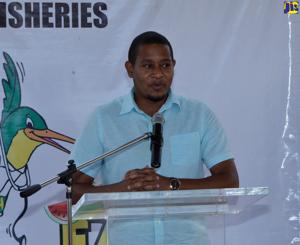 Minister of Agriculture and Fisheries, Hon. Floyd Green, addresses a ceremony at the National Irrigation Commission
