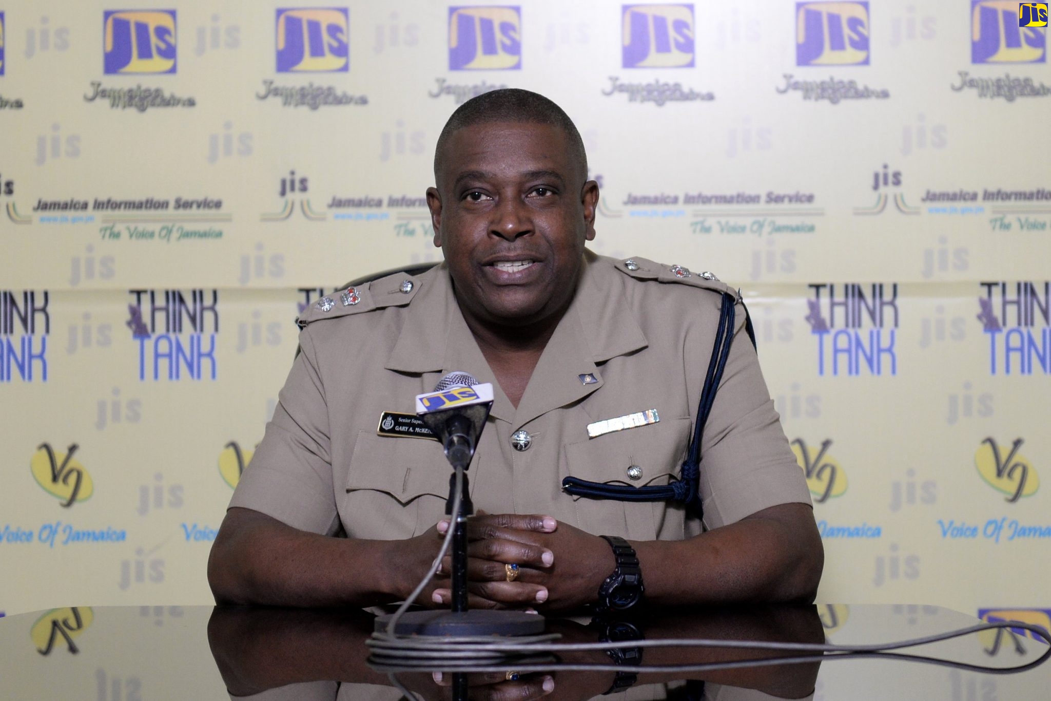Head of the Public Safety and Traffic Enforcement Branch (PSTEB), Senior Superintendent of Police (SSP), Gary McKenzie, addresses a recent JIS Think Tank.