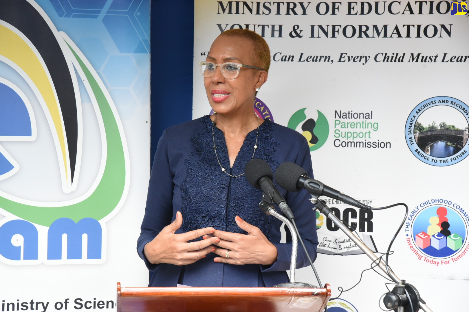 Minister of Education, Youth and  Information, Hon. Fayval Williams, addresses a tablet computer presentation ceremony at Seaforth Primary School in St. Thomas, on December 11.


