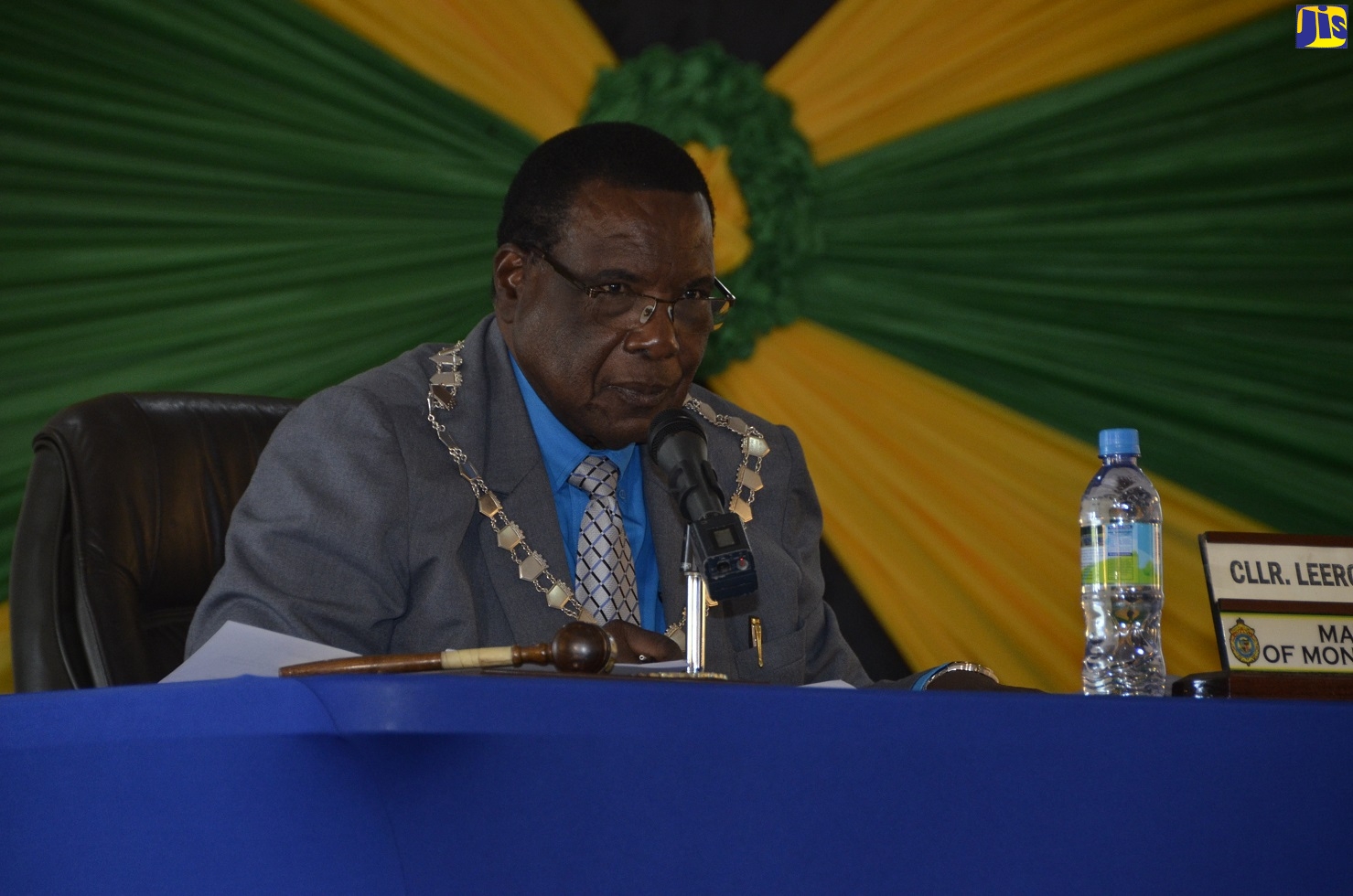 Mayor of Montego Bay, Councillor Leeroy Williams, addresses the monthly meeting of the St. James Municipal Corporation, held at the Montego Bay Cultural Centre, Sam Sharpe Square, on Thursday (January 14).