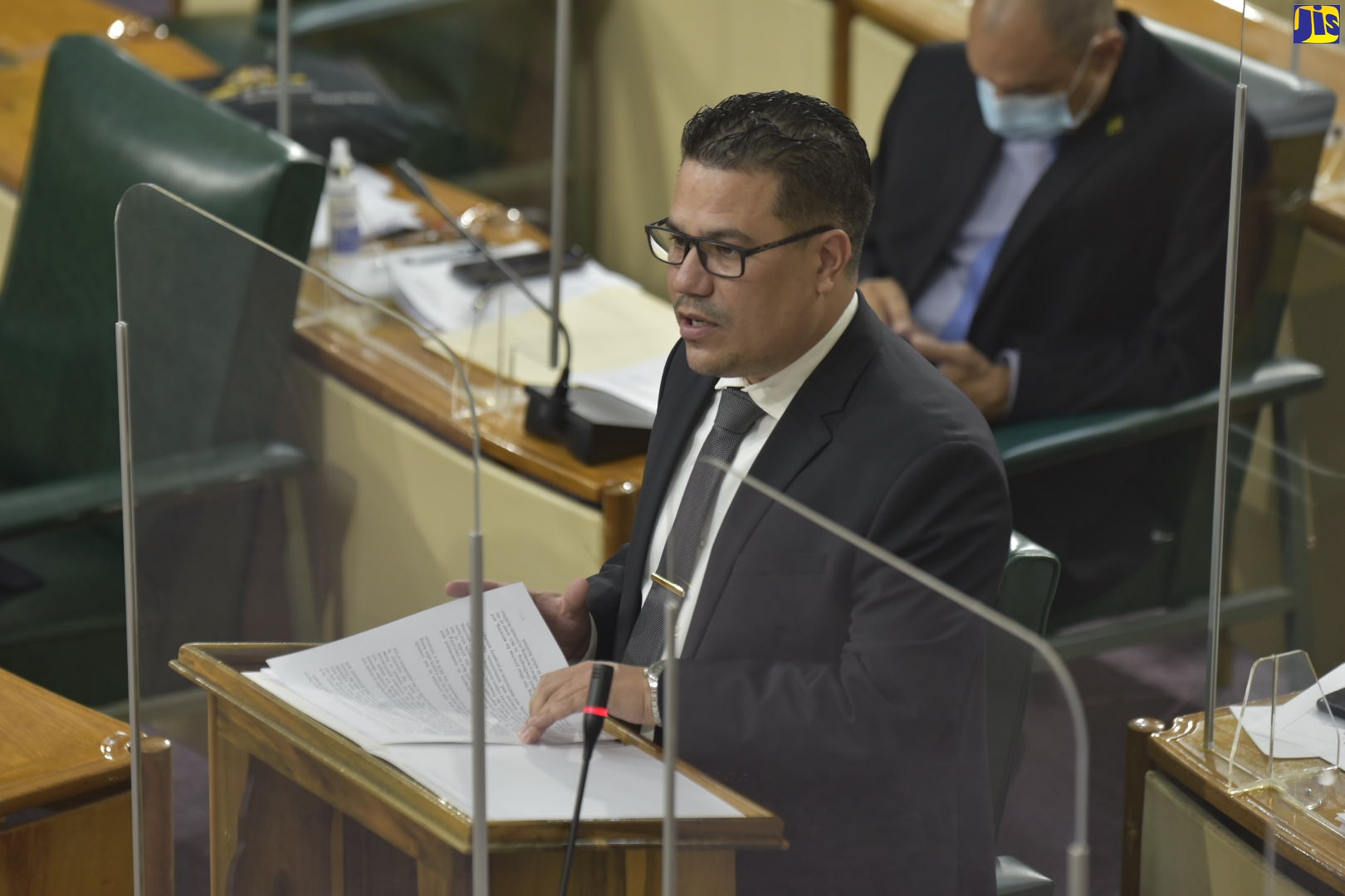 Minister without Portfolio in the Ministry of National Security, Senator the Hon. Matthew Samuda, speaking in the Senate on Friday (Feb. 12).