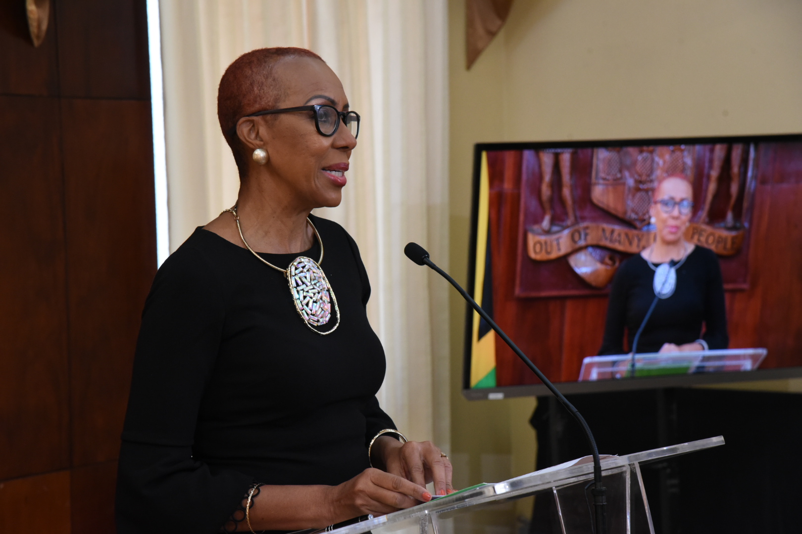 Minister of Education, Youth and Information,  Hon. Fayval Williams, addresses Post Cabinet Press Briefing, held at Jamaica House on Wednesday (February 3).

