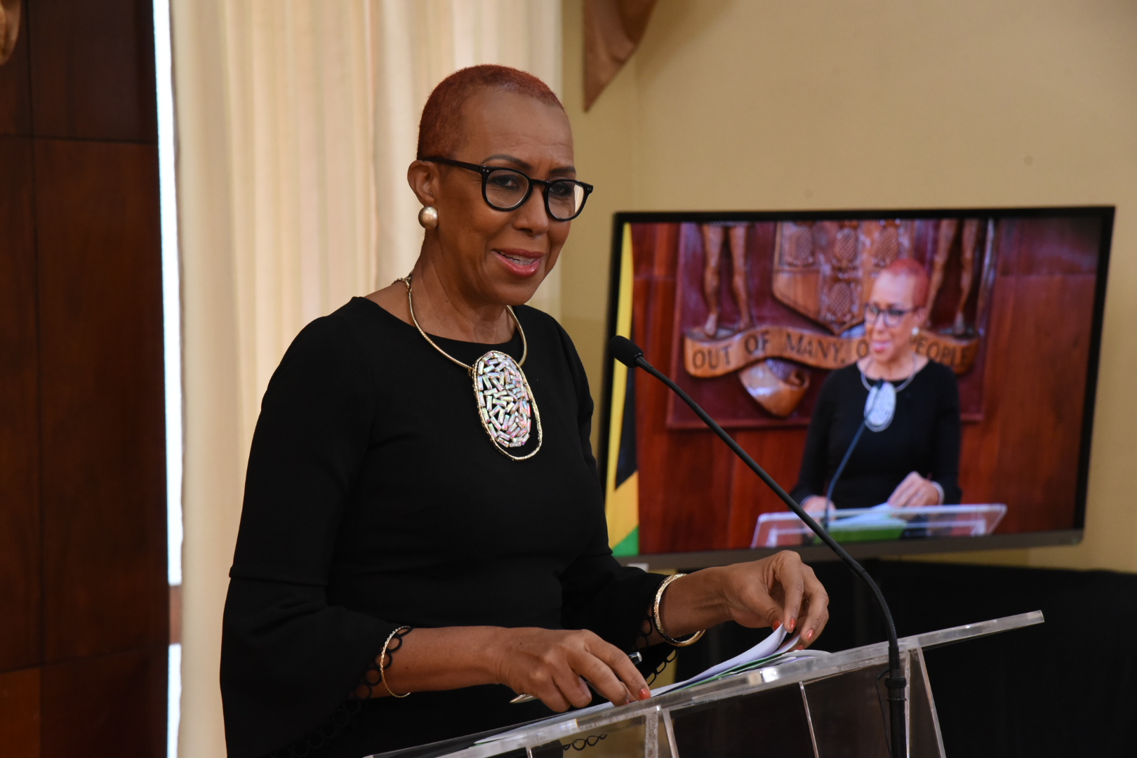 Minister of Education, Youth and Information, Hon. Fayval Williams, speaks at Post Cabinet Press Briefing, held at Jamaica House on Wednesday (February 3).

