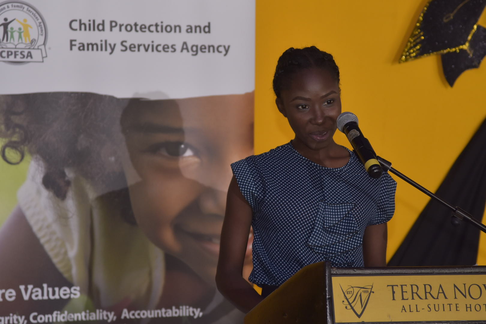 Former ward of the State, Nakeba Brown, shares her experience at the 2020 Child Protection and Family Services Agency (CPFSA) Educational Achievement Awards Ceremony, held recently at the Terra Nova All-Suite Hotel in St. Andrew. Miss Brown is now a student at the University of the West Indies (UWI), Mona.

