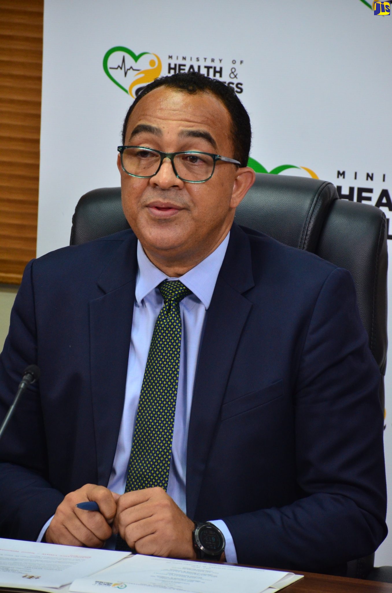 Minister of Health and Wellness, Dr. the Hon. Christopher Tufton, addressing the virtual COVID Conversations press conference on February 18.