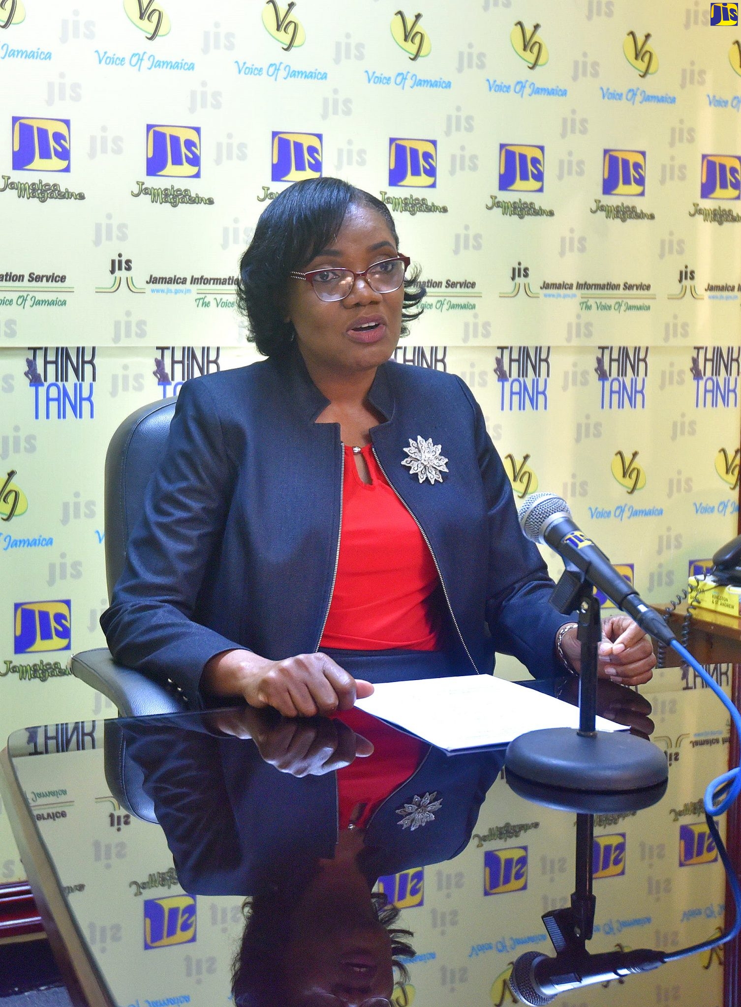 Chief Executive Officer of JANAAC, Sharonmae Shirley, speaks at a Jamaica Information Service (JIS)
‘Think Tank’, on February 26.