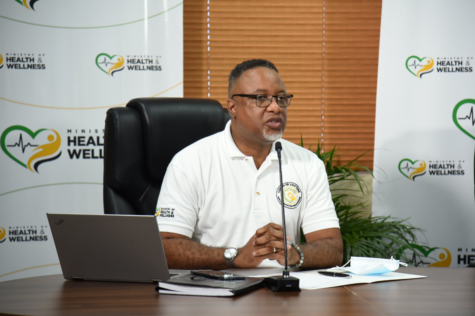 Permanent Secretary in the Ministry of Health and Wellness, Dunstan Bryan, addresses the weekly virtual COVID-19 Conversations press briefing on Tuesday (March 23).

