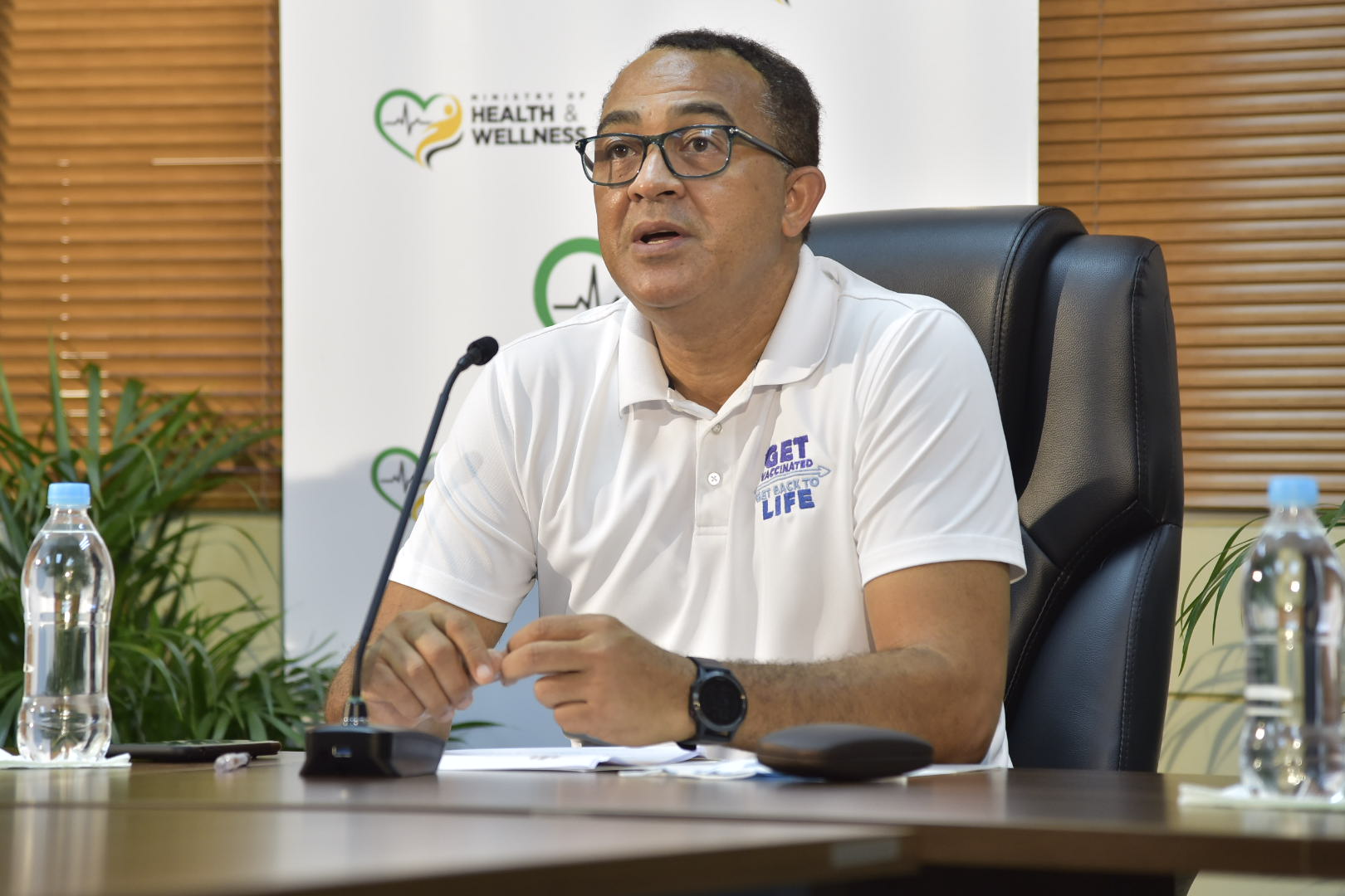 Minister of Health and Wellness, Dr. the Hon. Christopher Tufton, addresses the weekly COVID Conversations virtual press briefing on March 11.

