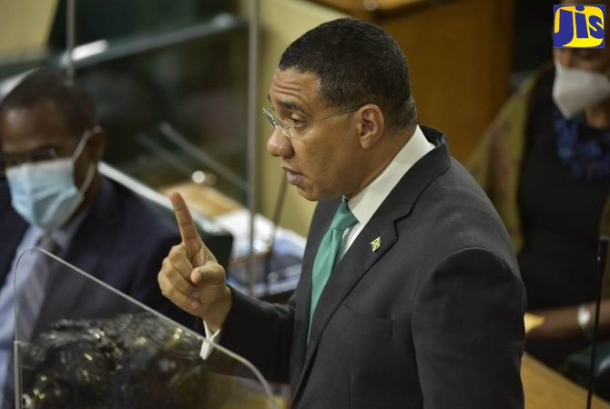 Prime Minister, the Most Hon. Andrew Holness, makes his contribution to the 2021/22 Budget Debate in the House of Representatives, on March 18.