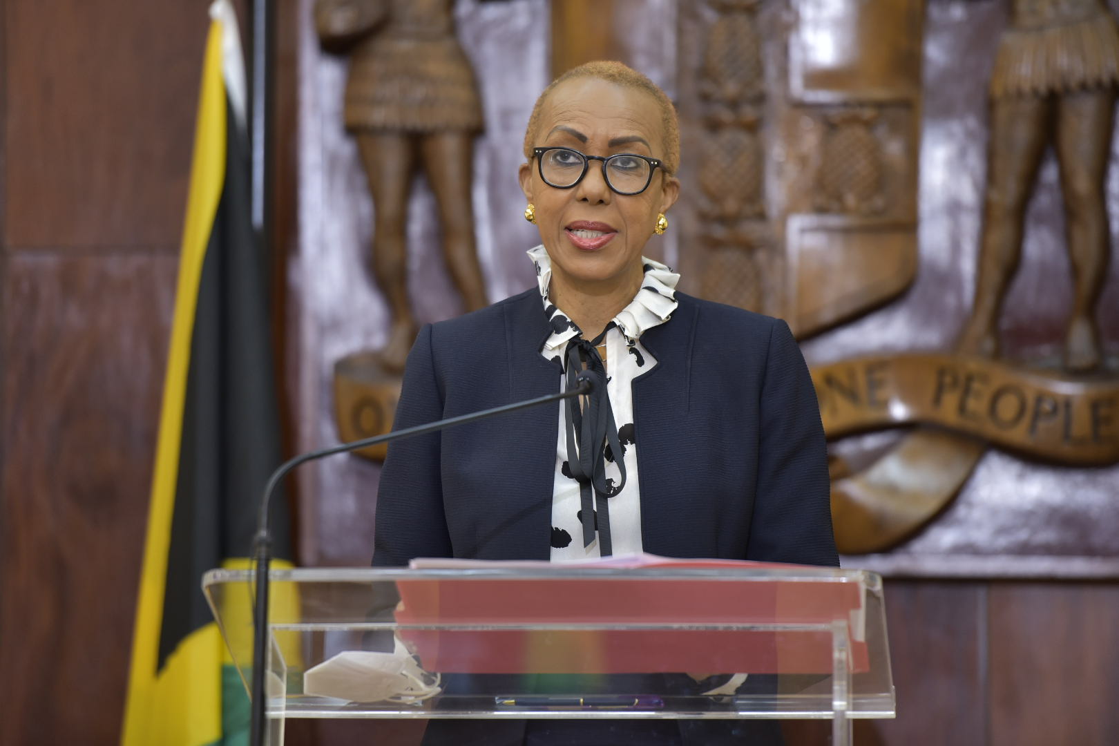 Minister of Education, Youth and Information, Hon. Fayval Williams, addresses post-Cabinet press briefing held on Wednesday (March 24).

 