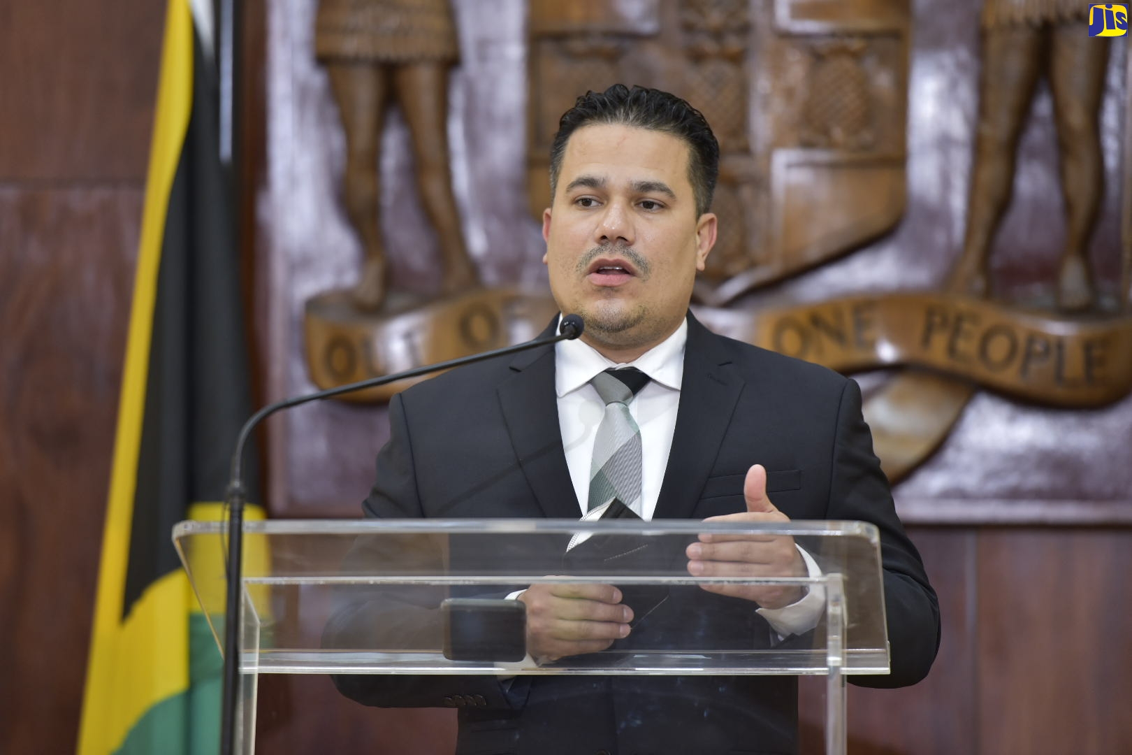 Minister without Portfolio in the Ministry of National Security, Senator the Hon. Matthew Samuda, addresses the virtual post Cabinet press briefing on Wednesday (March 24).