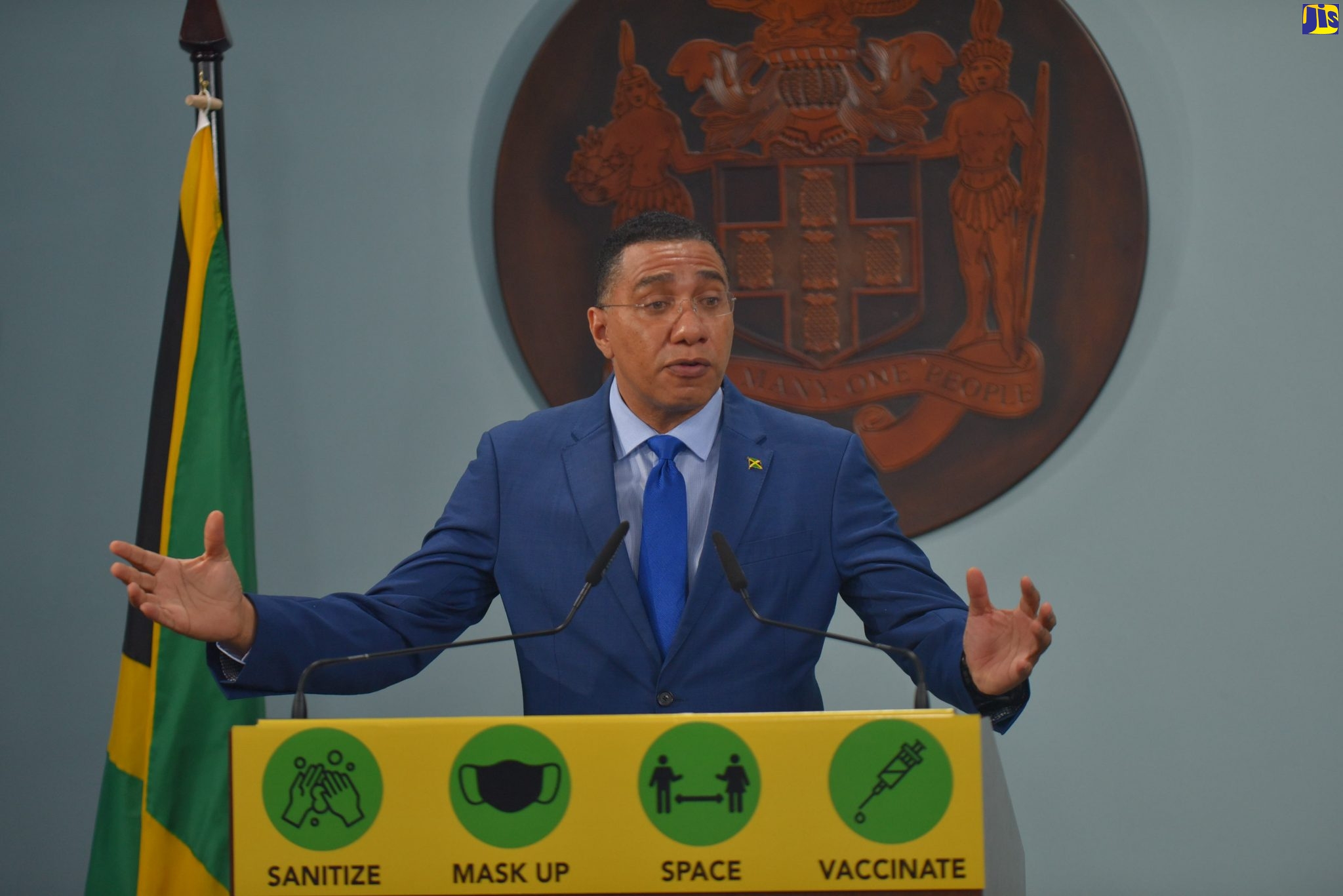 Prime Minister, the Most Hon. Andrew Holness, highlights a point while addressing a digital press conference on Sunday (Feb. 28).