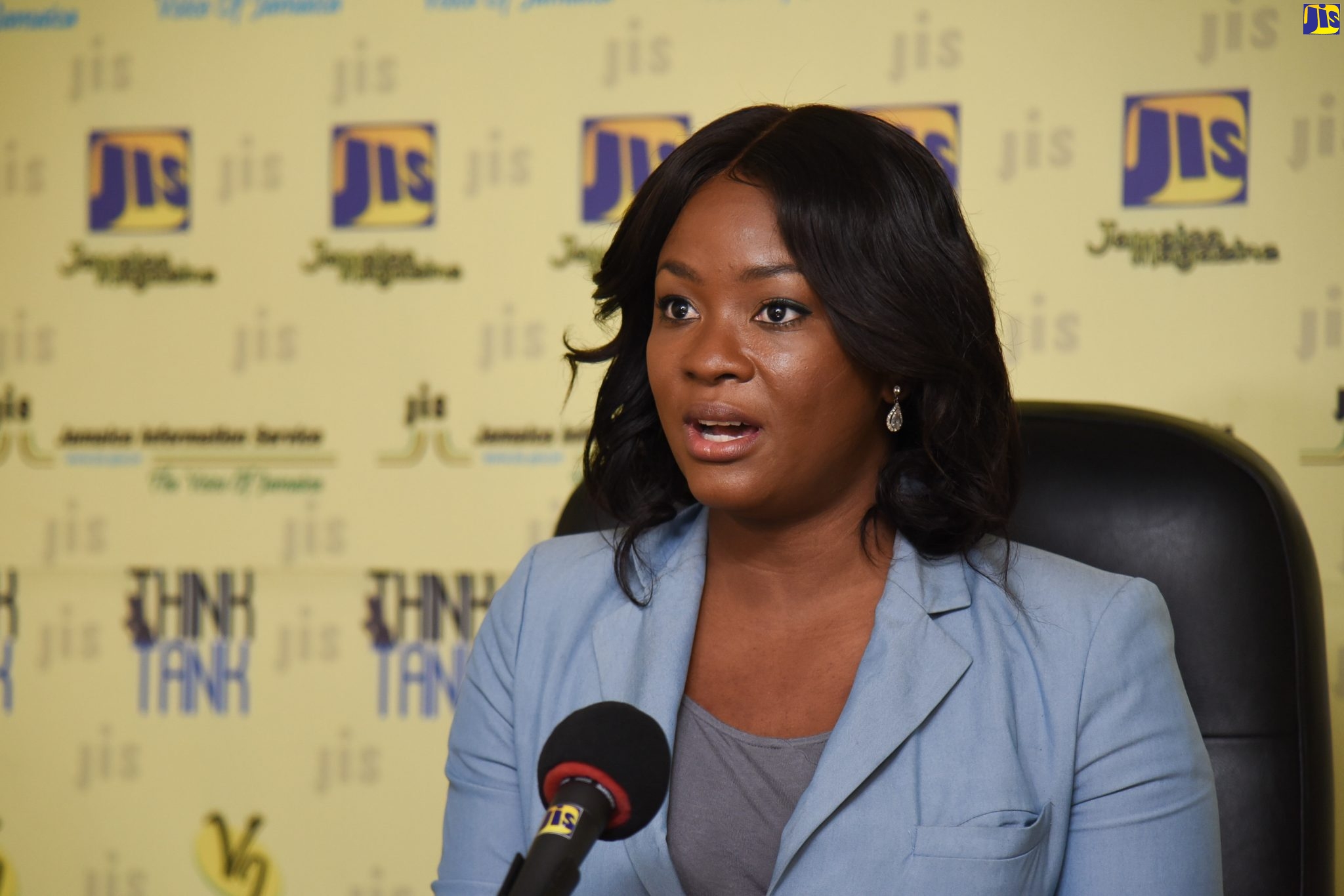 Newly appointed Executive Director of the Scientific Research Council (SRC), Dr. Charah Watson, speaks at a JIS ‘Think Tank’,  today (April 26), at the agency’s head office in Kingston.