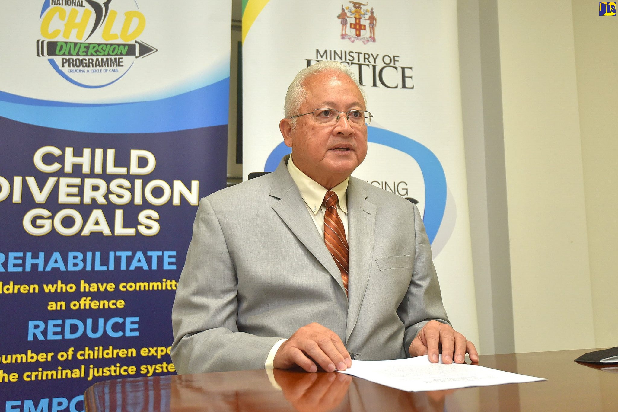 Minister of Justice, Hon. Delroy Chuck, speaking at a recent JIS Think Tank. 