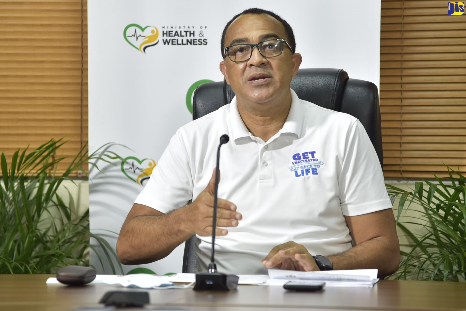 Minister of Health and Wellness, Dr. the Hon. Christopher Tufton. speaking at the Ministry’s weekly virtual COVID Conversations on Thursday (April 8).