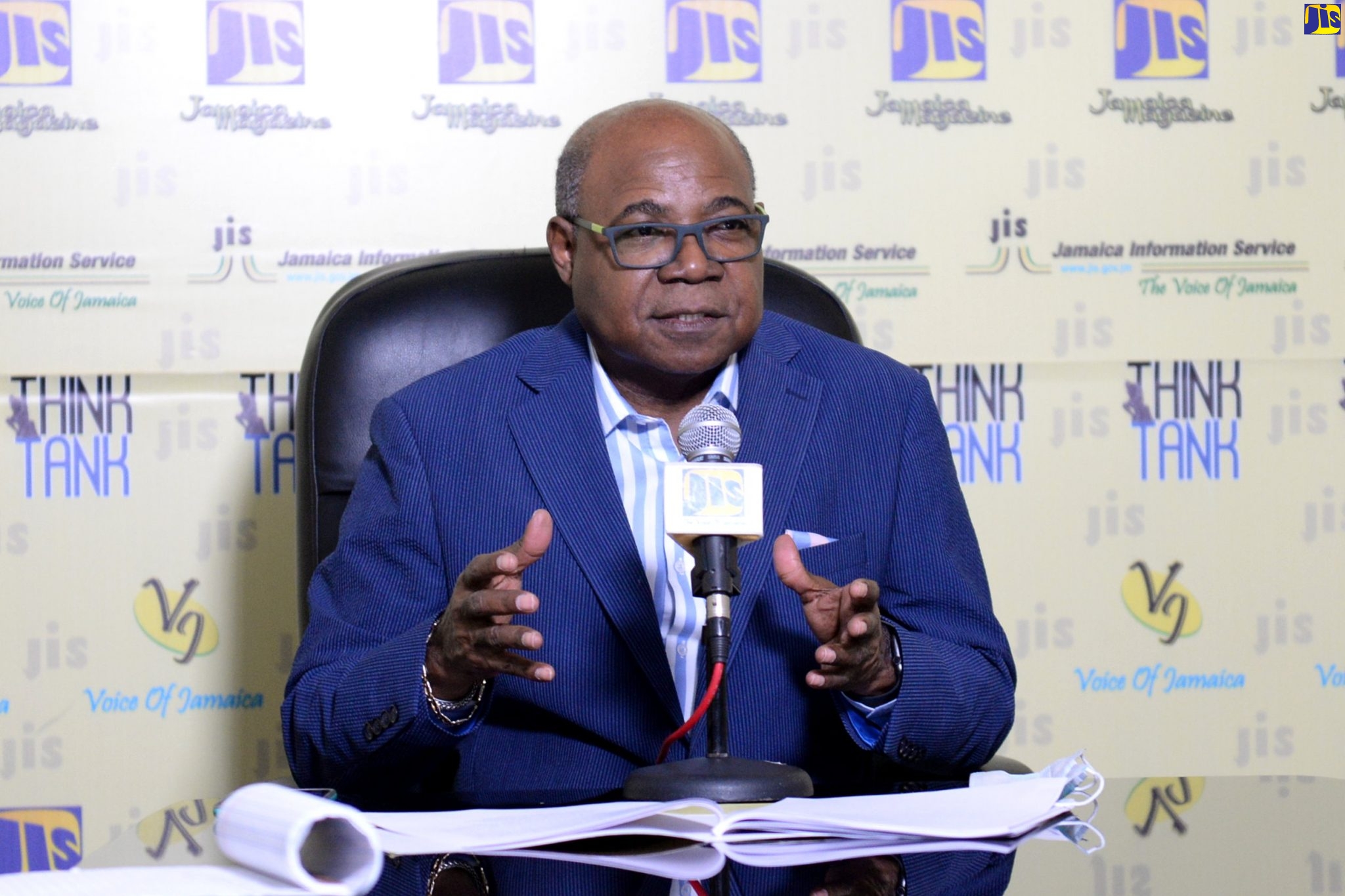 Minister of Tourism, Hon Edmund Bartlett, addresses a recent Jamaica information Service (JIS) 'Think Tank'.